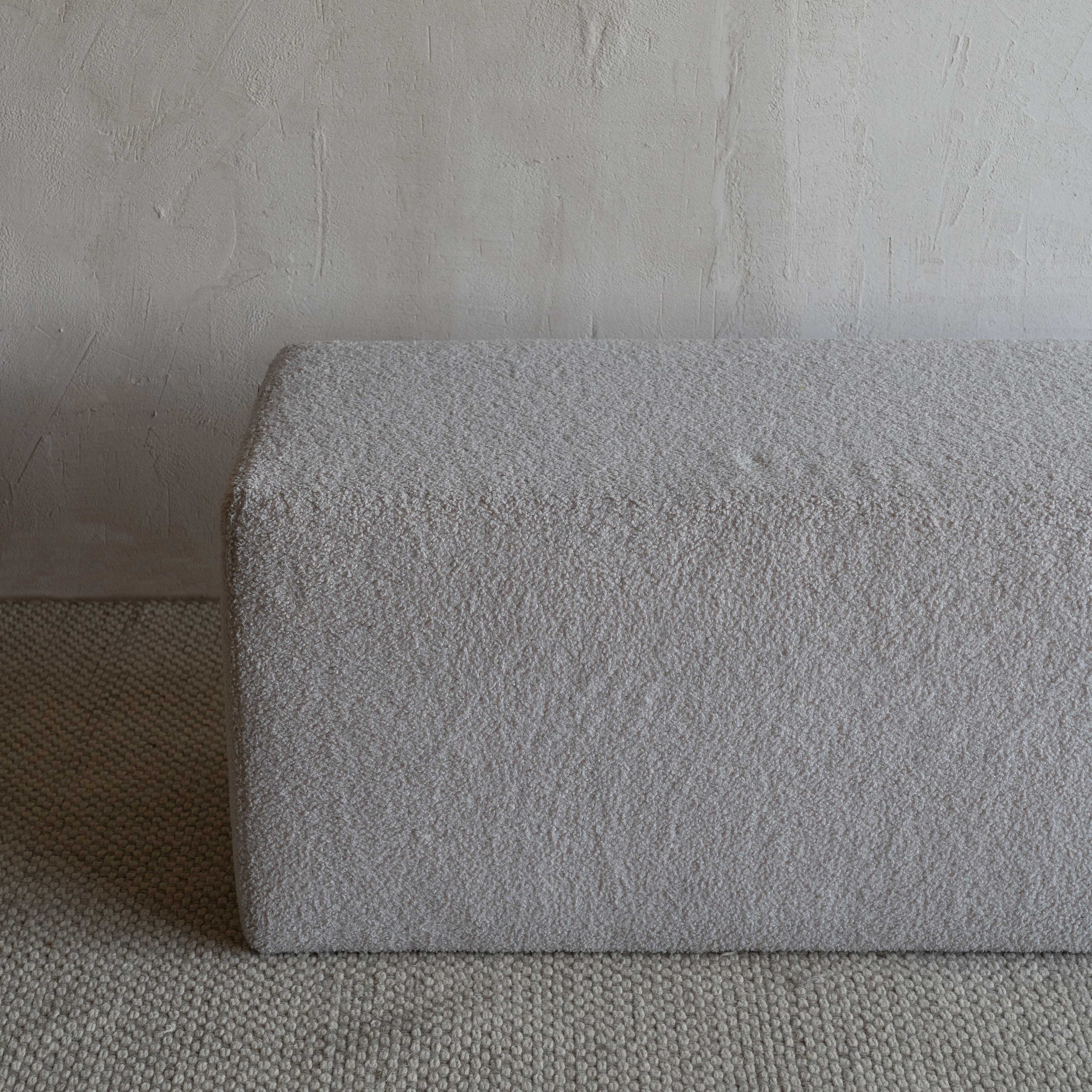 Contour White Boucle Bench