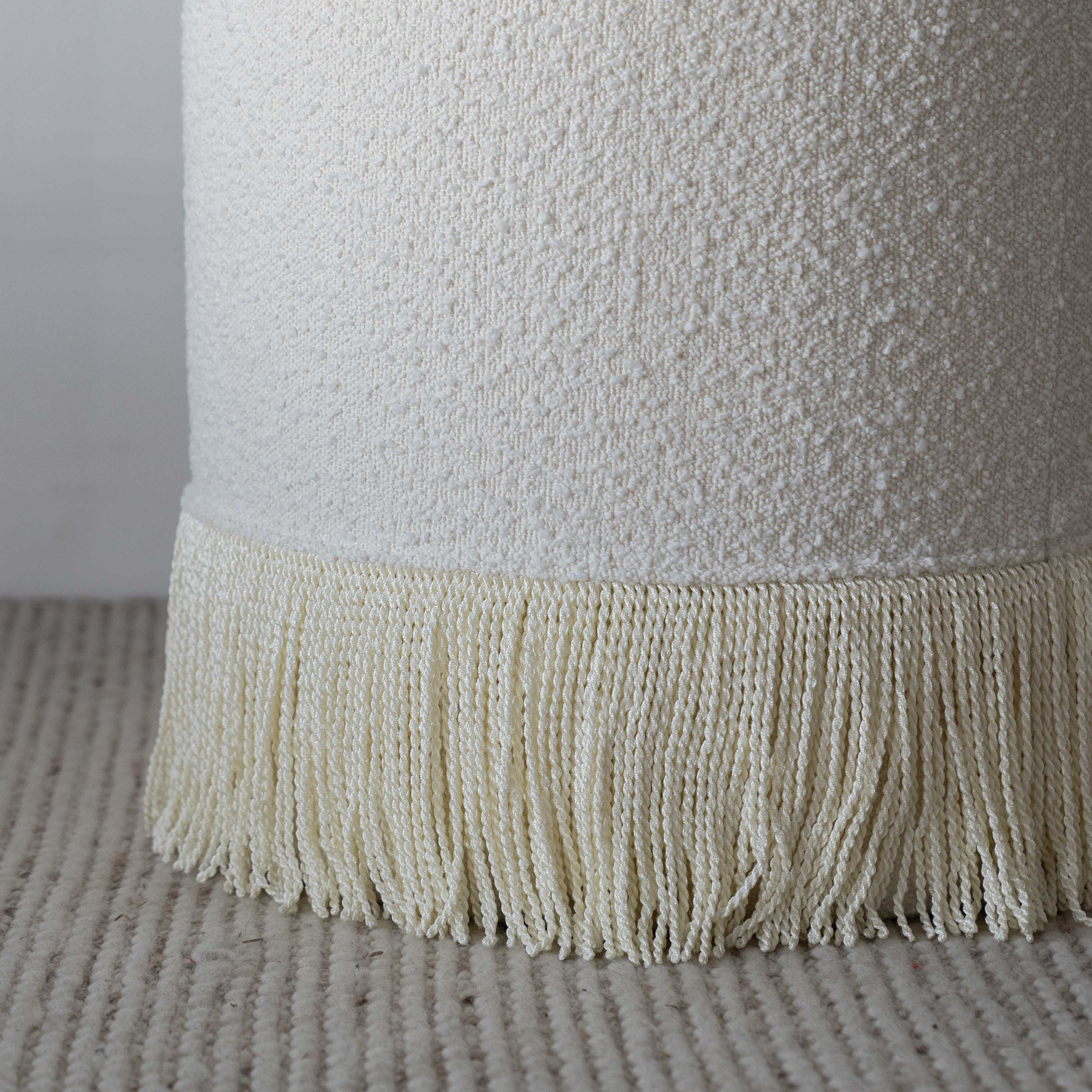 Contour Boucle Round Stool with Tassels | Pouf Ottoman - Pouf - WS Living Furniture Furniture Store in Dubai