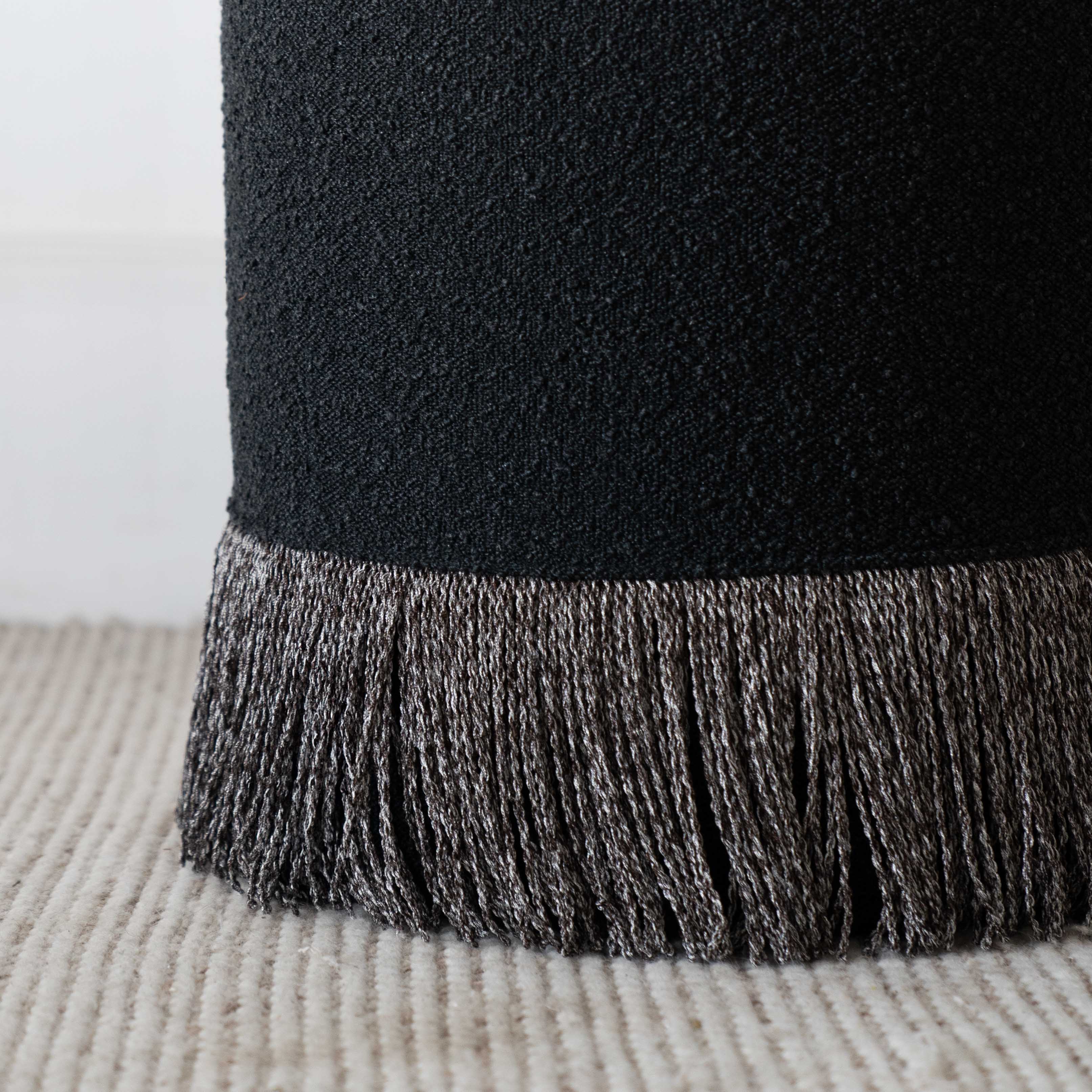 Contour Boucle Round Stool with Tassels | Pouf Ottoman - Pouf - WS Living Furniture Furniture Store in Dubai