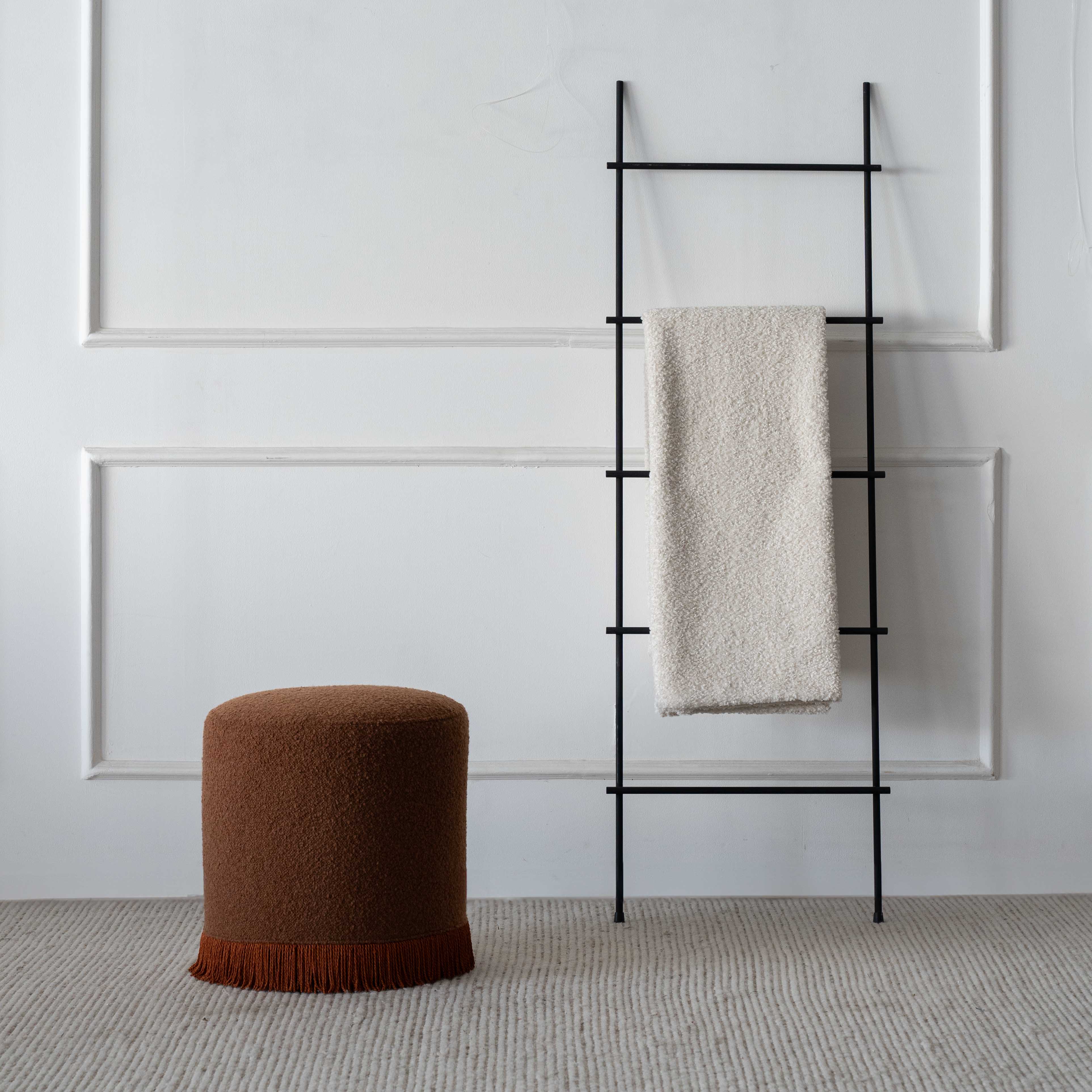 Contour Boucle Round Stool with Tassels | Pouf Ottoman - Pouf - WS Living - UAE Modern Home Furniture Stores in Dubai
