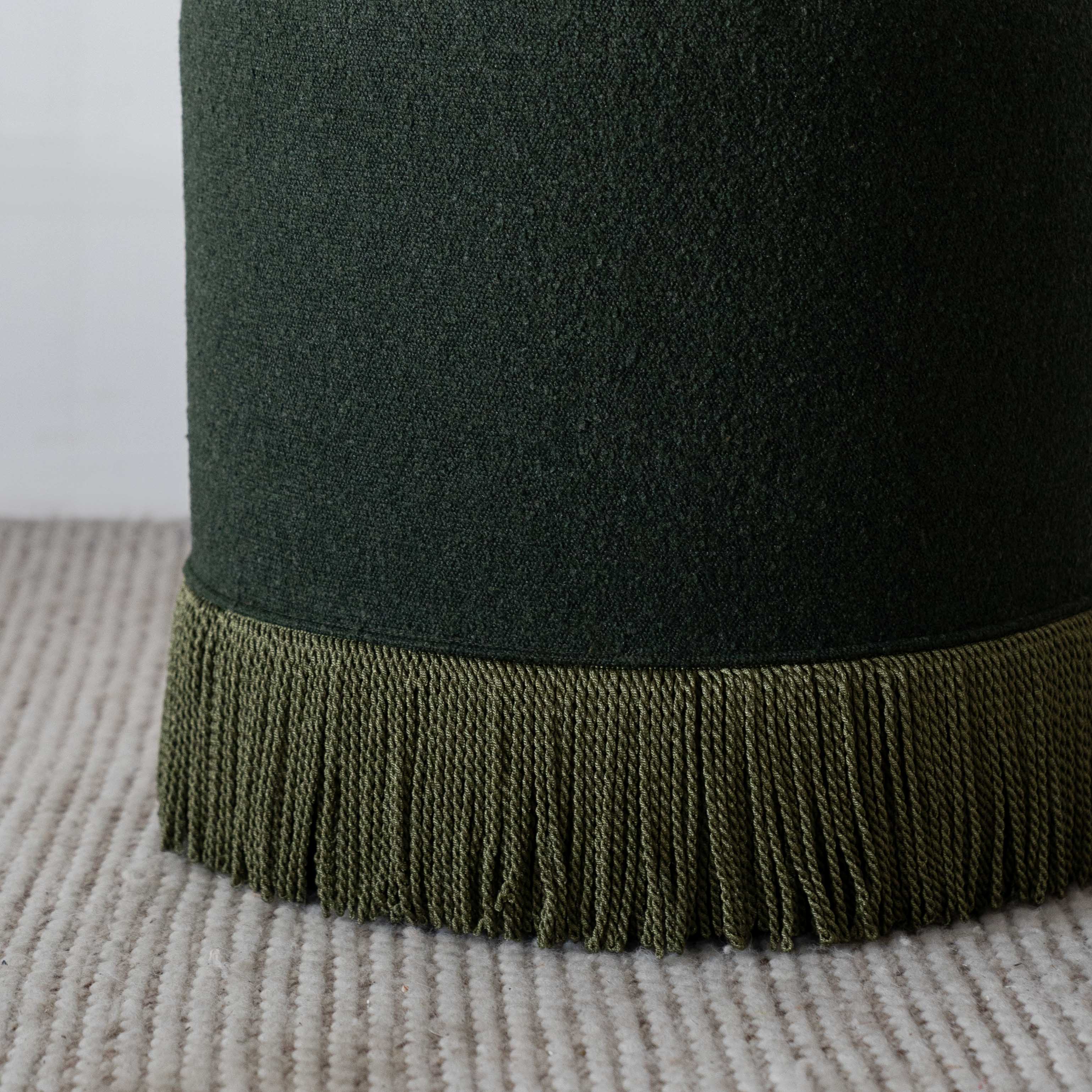Contour Boucle Round Stool with Tassels | Pouf Ottoman - Pouf - WS Living Furniture Furniture Store in Dubai