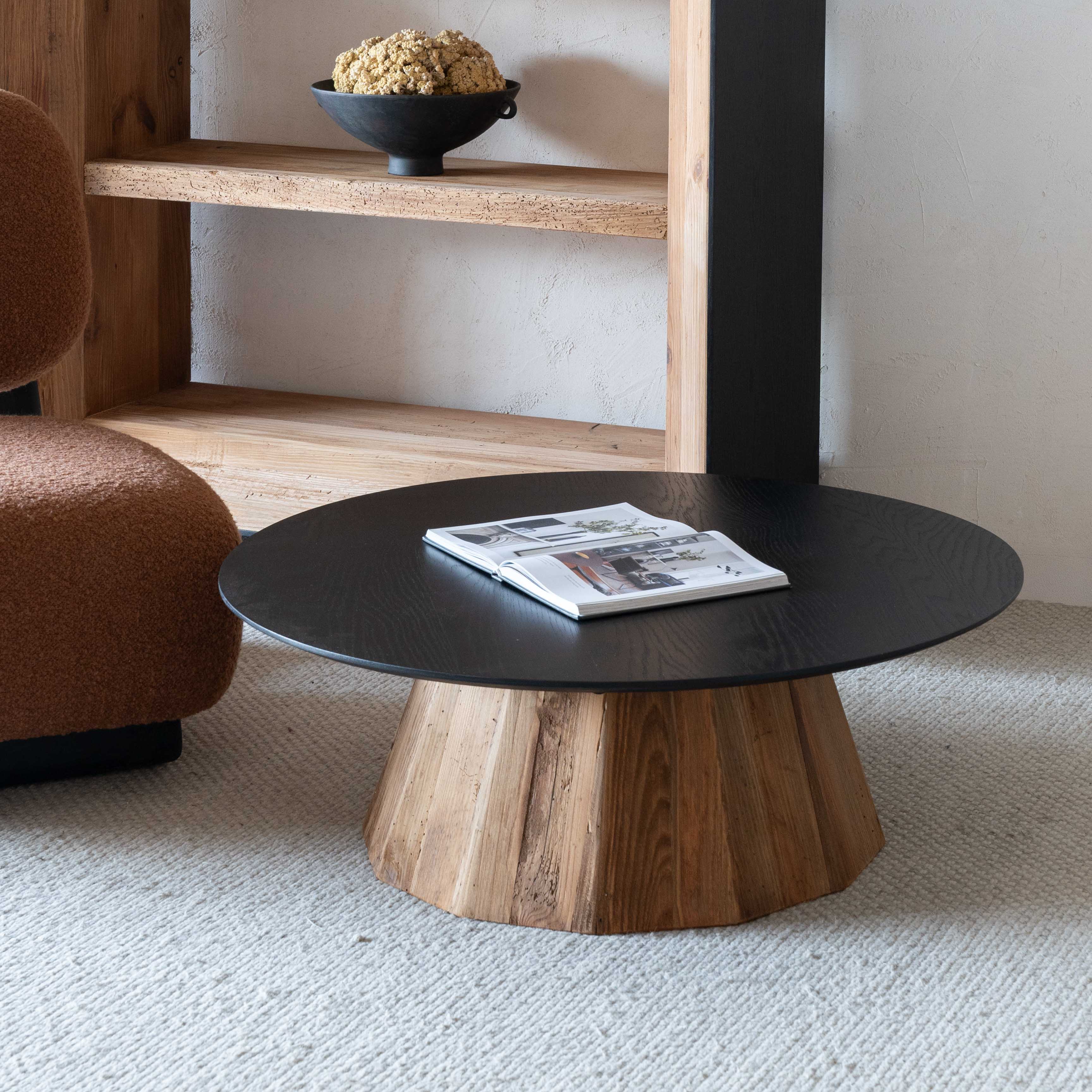 Cozywood Solid Wood Round Coffee Table - Coffee Tables - WS Living Furniture Furniture Store in Dubai