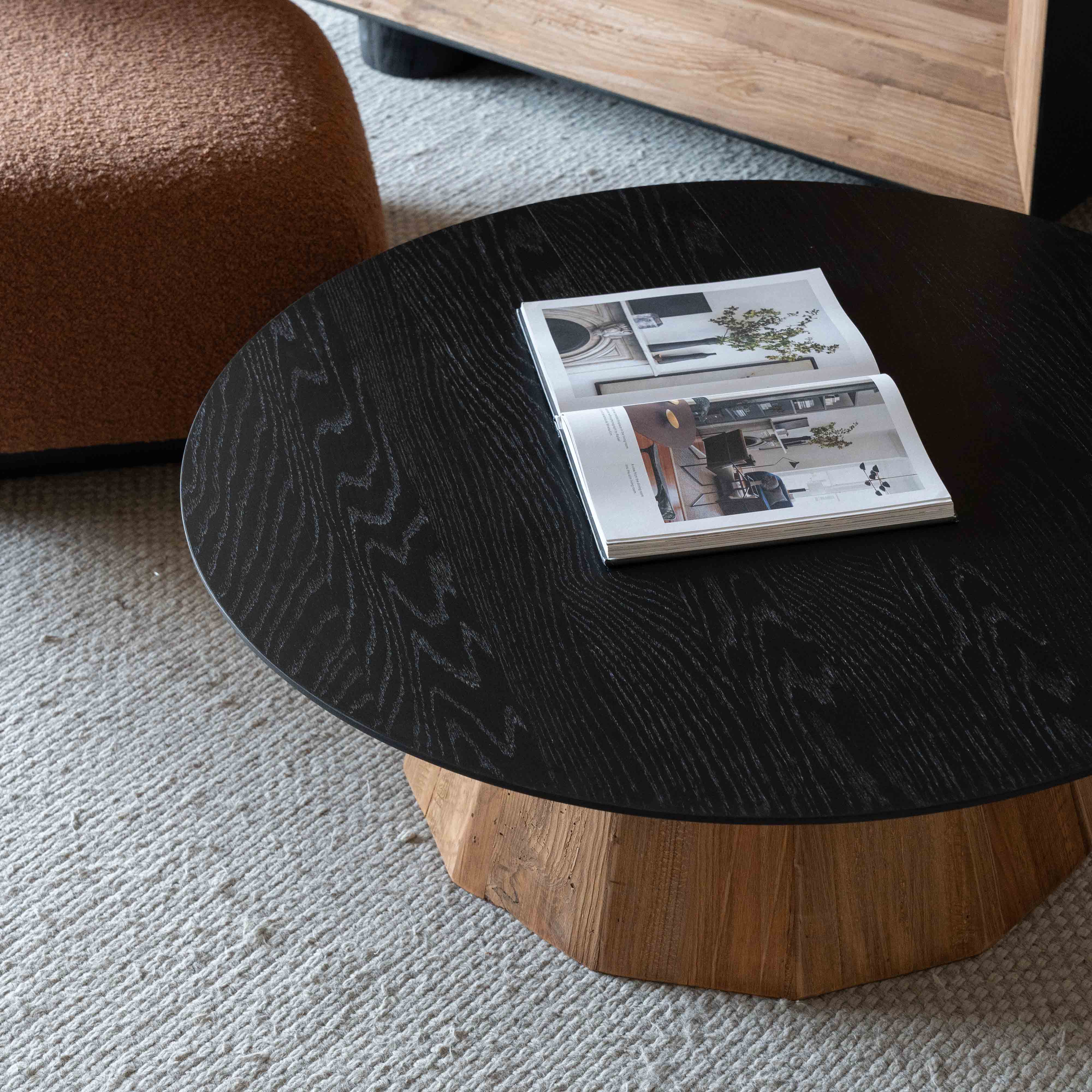 Cozywood Solid Wood Round Coffee Table - Coffee Tables - WS Living Furniture Furniture Store in Dubai