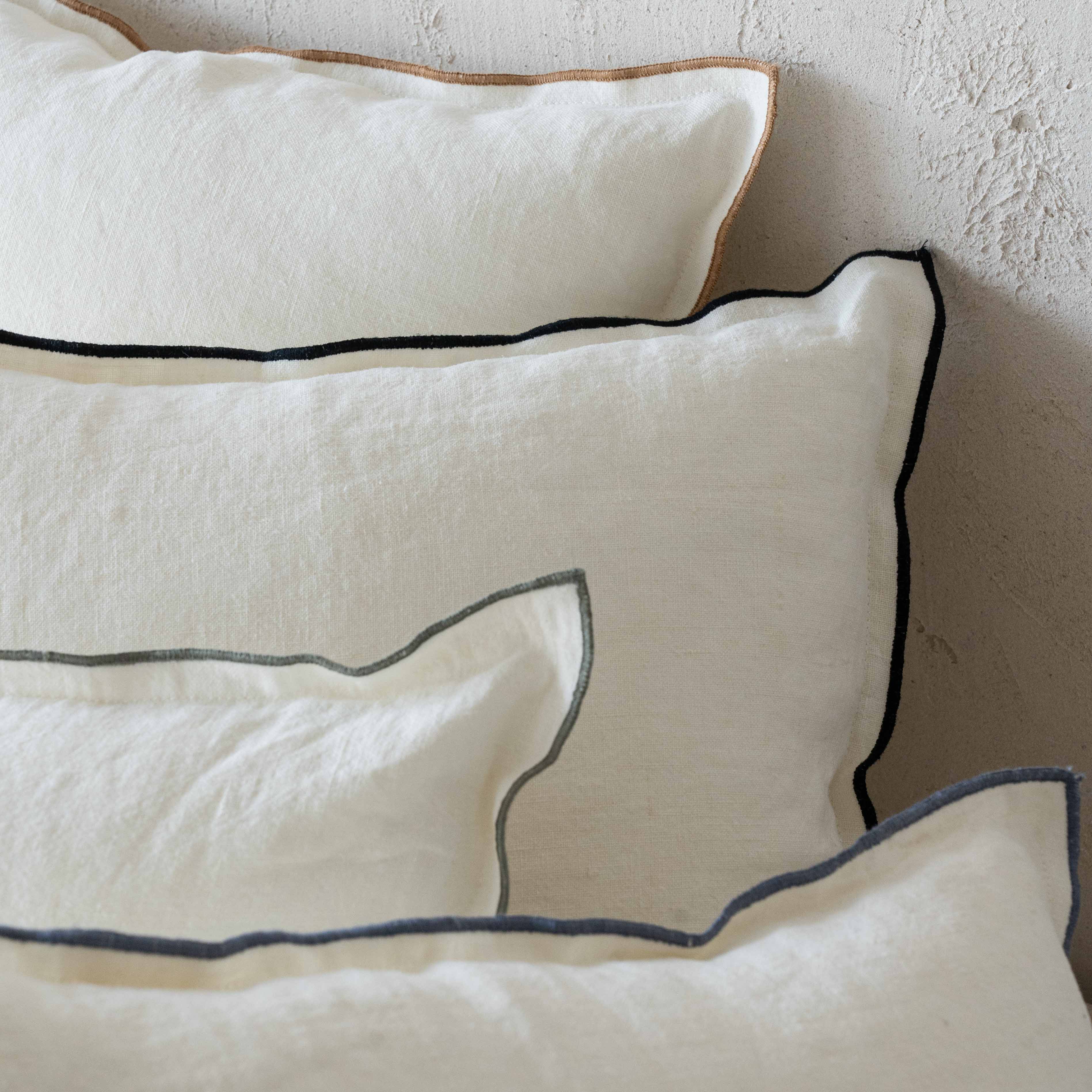 Golden Edge Overlock White Cushion Cover - Cushion Covers - WS Living Furniture Home Furniture Stores in Dubai