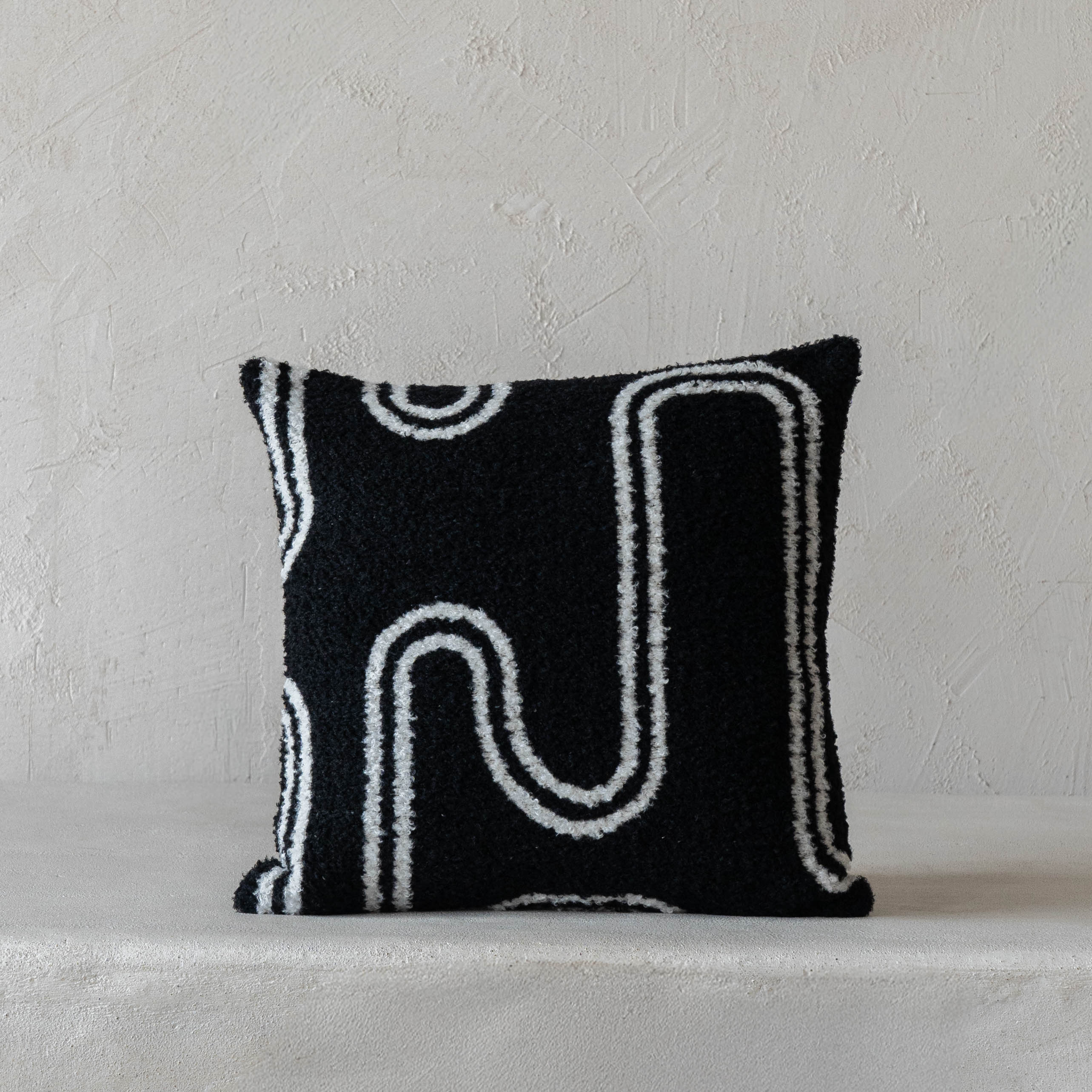 Noir Curve Linen Black Cushion Cover - Cushion Covers - WS Living Furniture Home Furniture Stores in Dubai