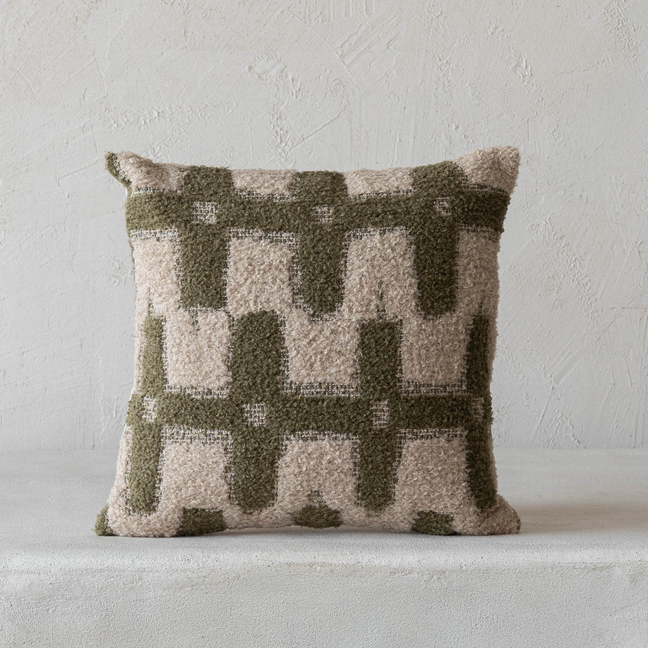 Olive Grove Geometric Cushion Cover - Olive Green & White - Cushion Covers - WS Living Furniture Home Furniture Stores in Dubai