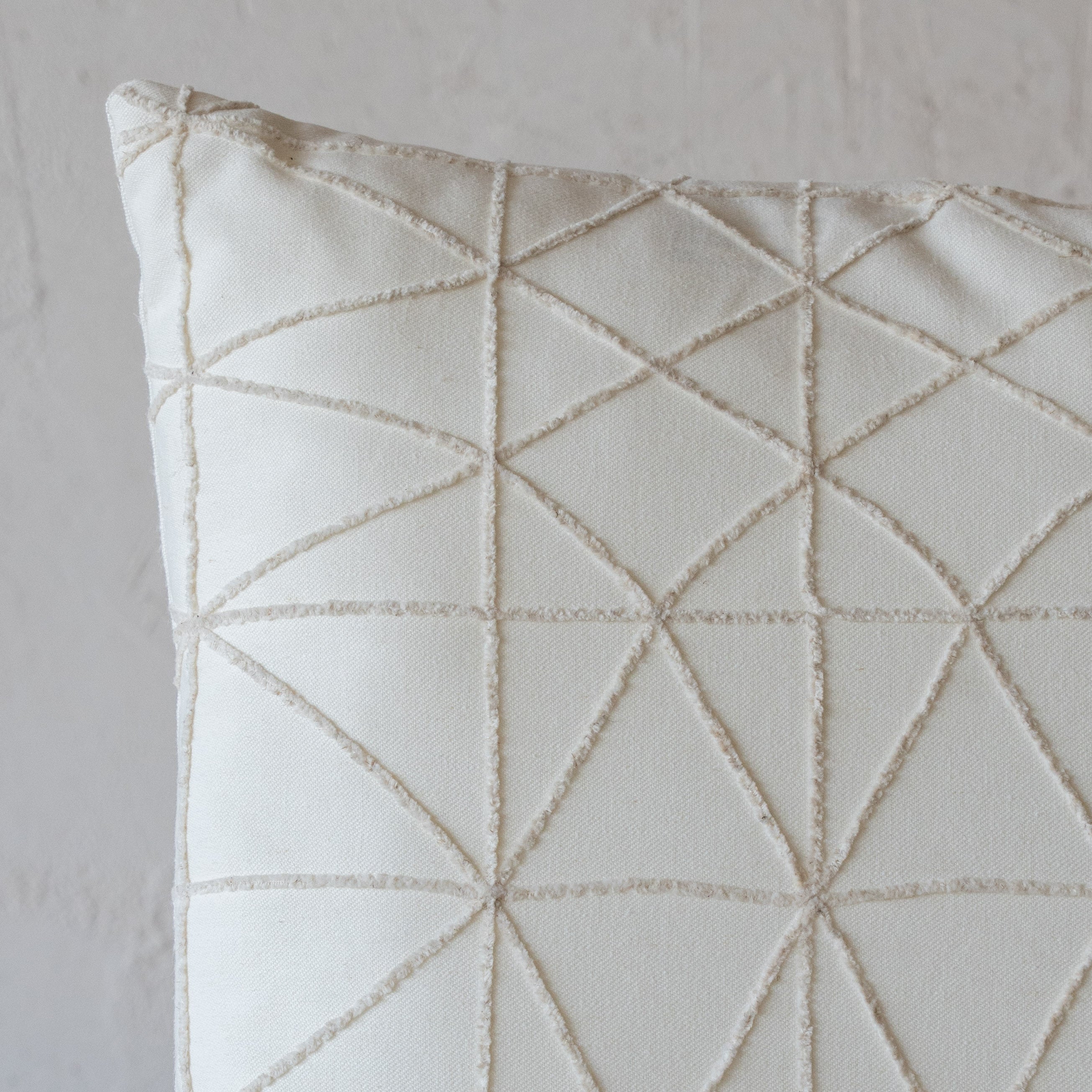 Tan Hexagonal Embroidery Cushion Cover - CREAM