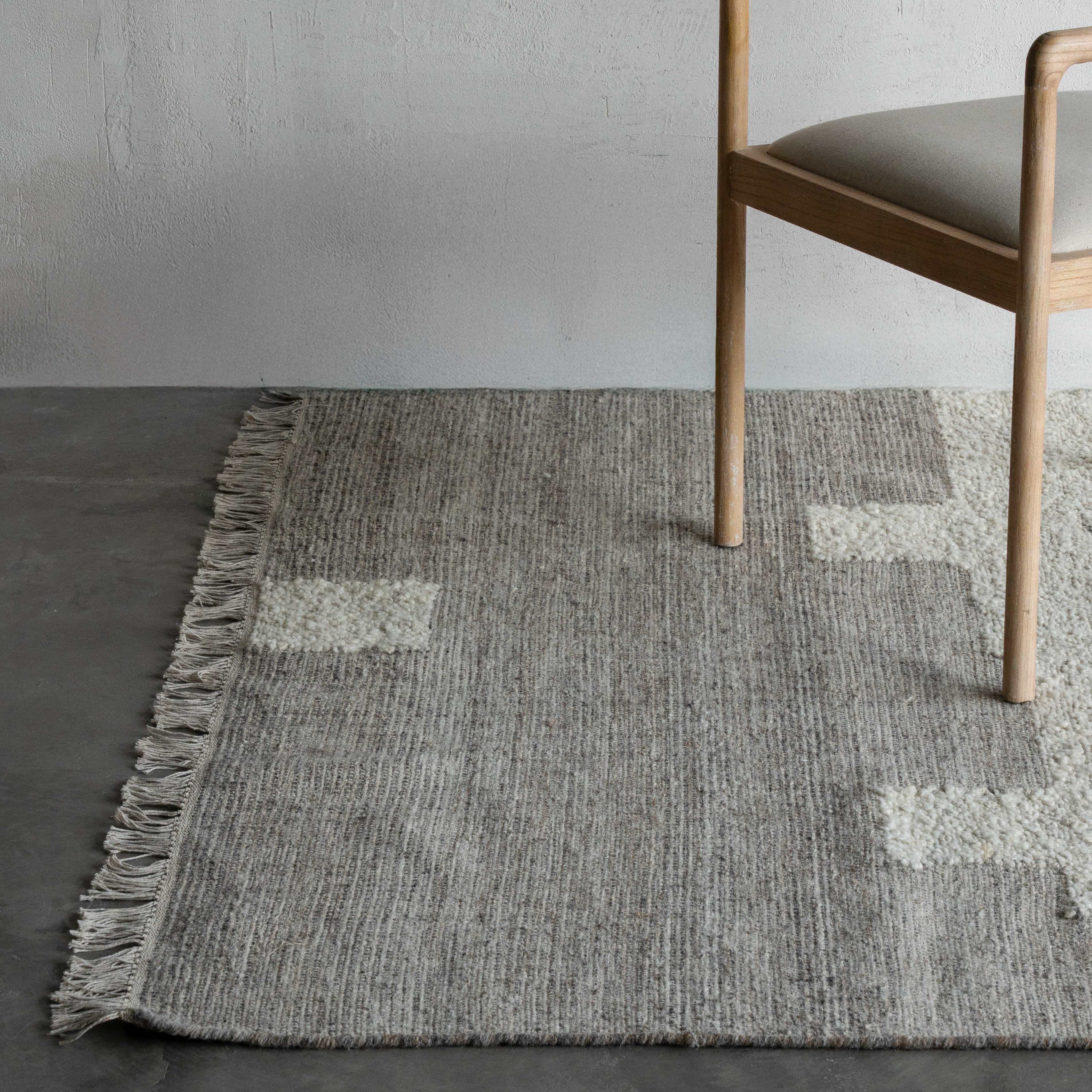 Ivory Brown Geometric Block Rug - D061
