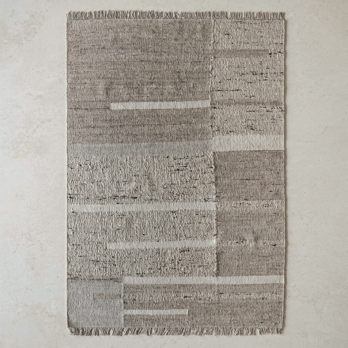 Block-Pattern Wool & Cotton Rug - D063
