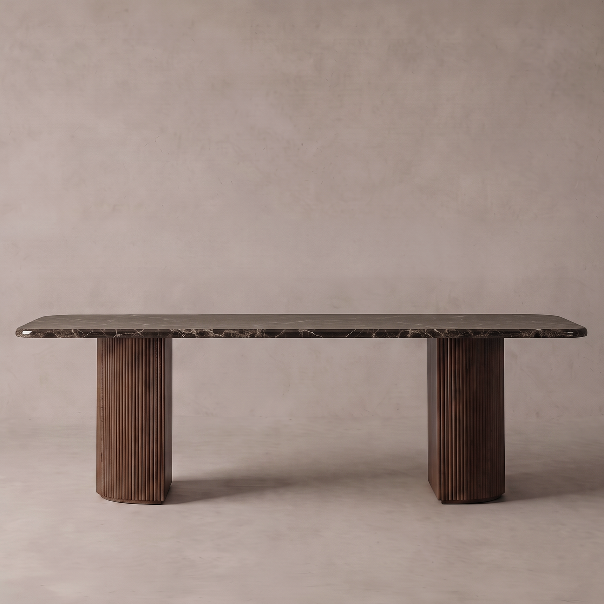 Infiniti Dark Emprador Fluted Base Walnut Dining Table