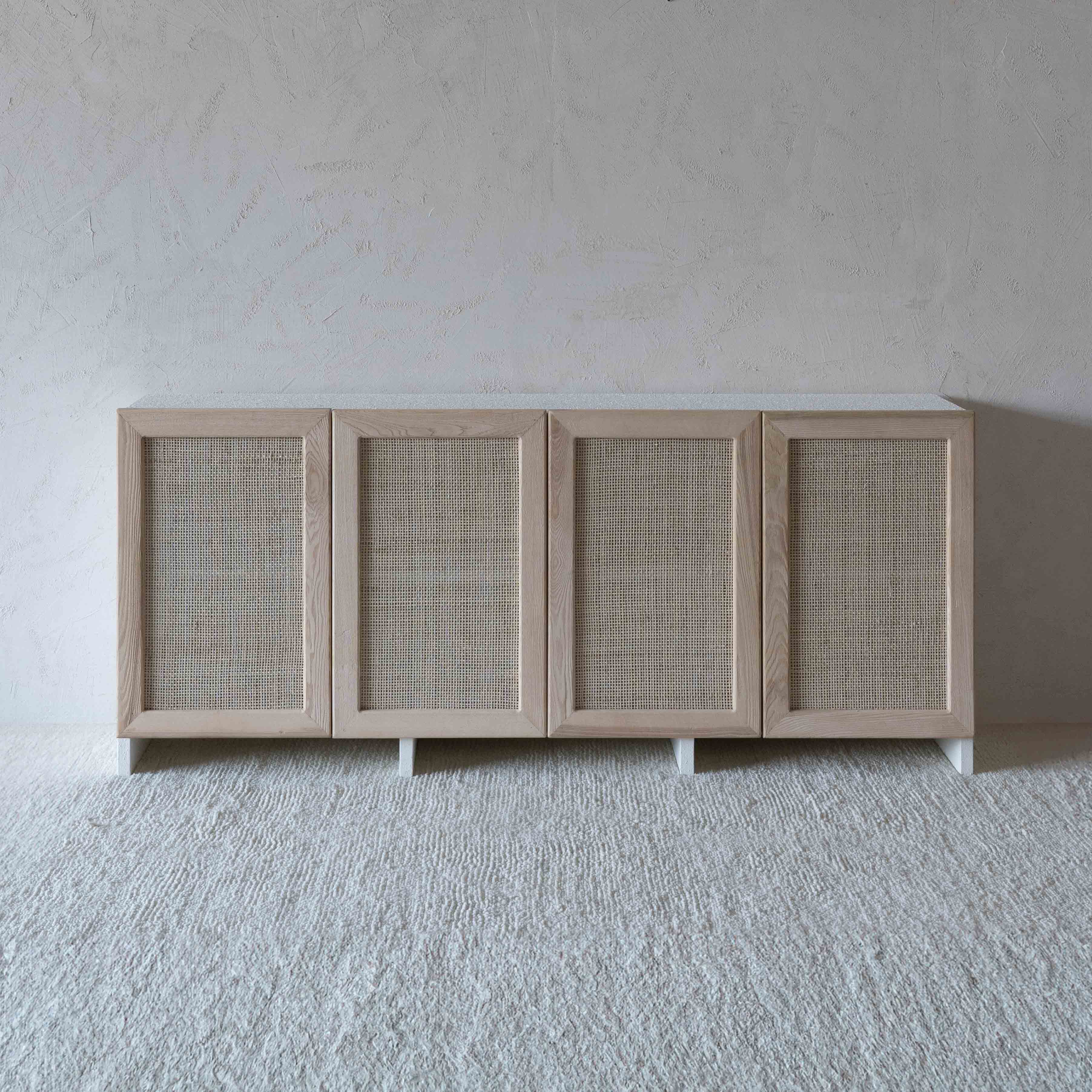 Dallas Solid Oak Wood Rattan Sideboard | Buffet Table - Sideboard - WS Living Furniture Furniture Store in Dubai