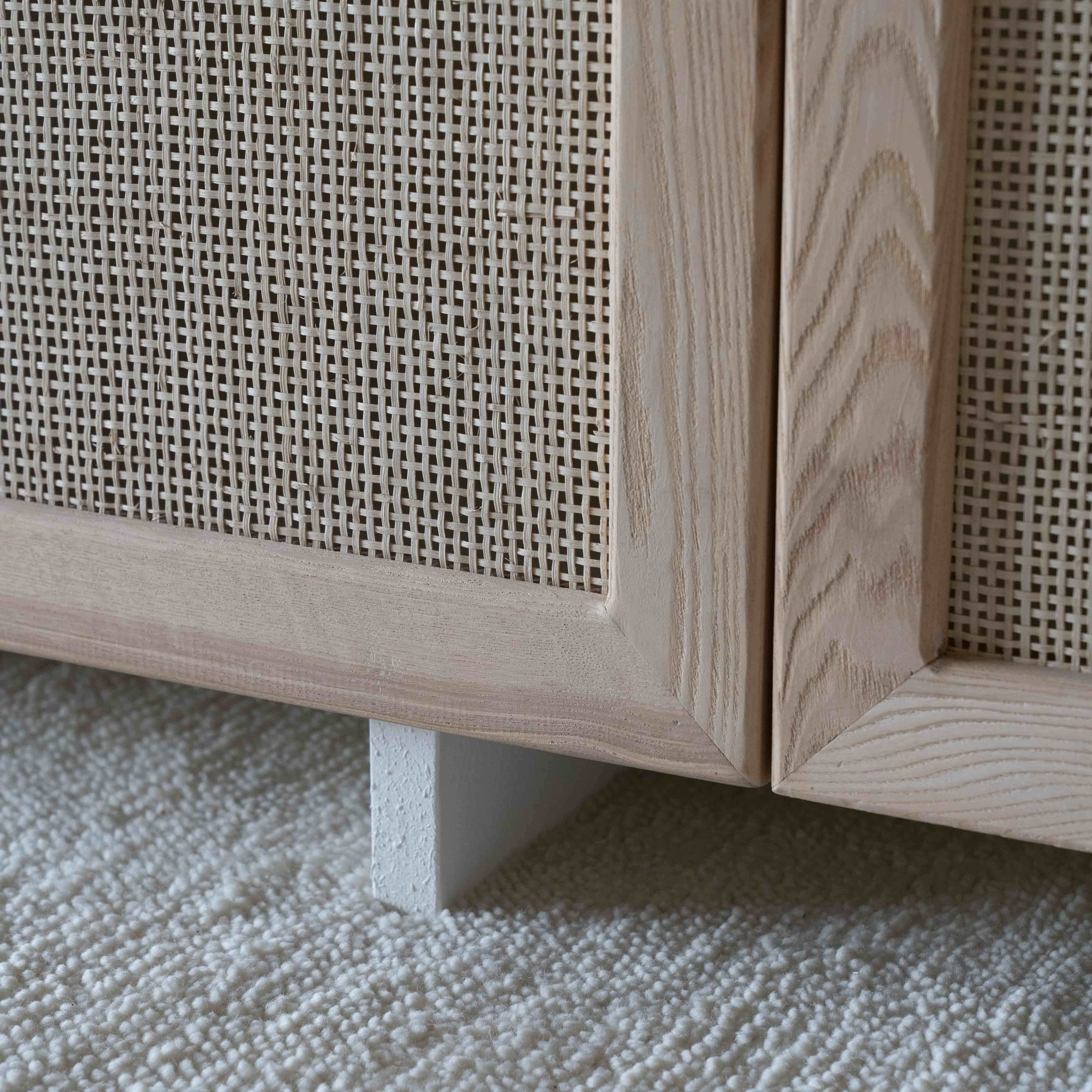Dallas Solid Oak Wood Rattan Sideboard | Buffet Table - Sideboard - WS Living Furniture Furniture Store in Dubai