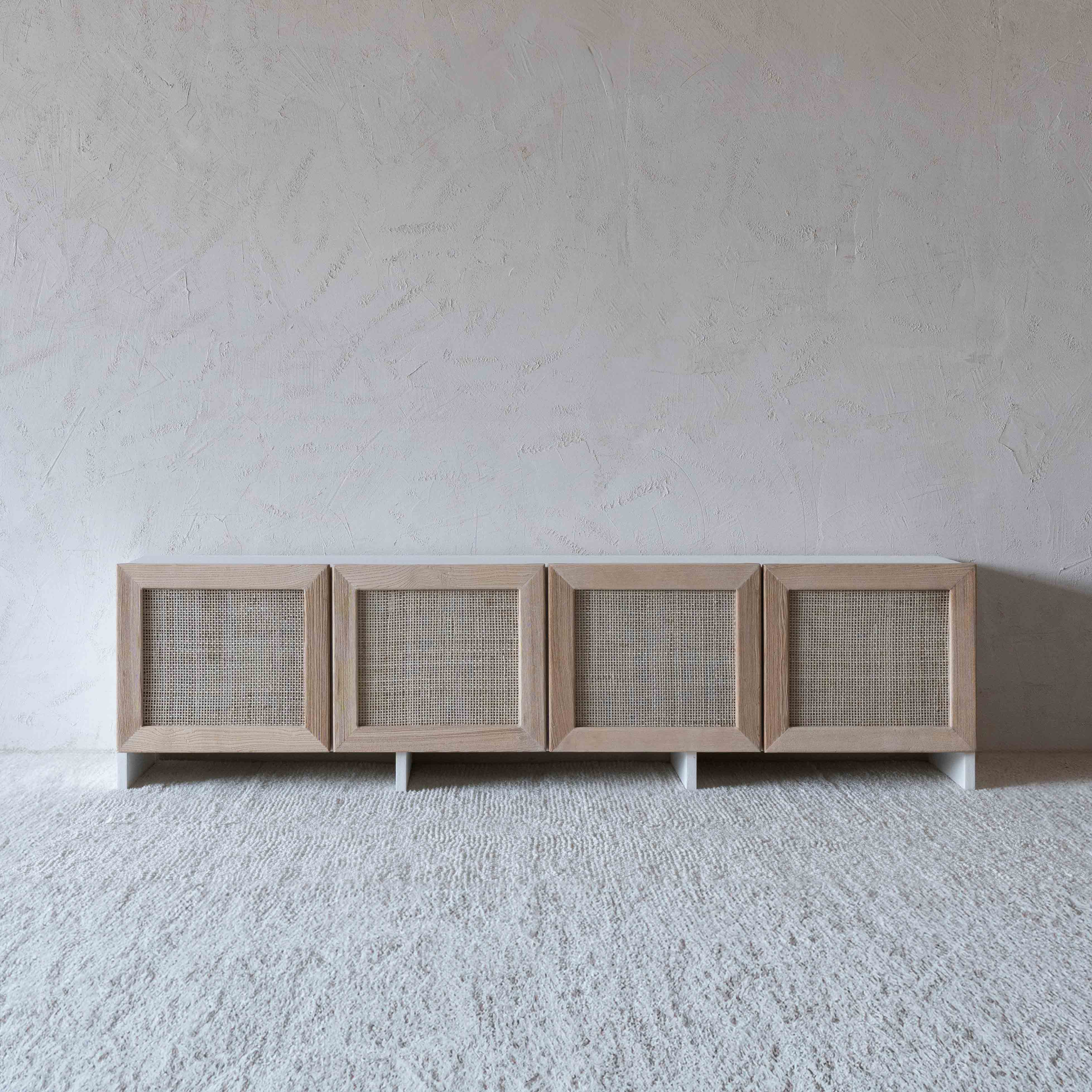 Dallas Solid Oak Wood Rattan TV Unit - TV Units - WS Living Furniture Furniture Store in Dubai