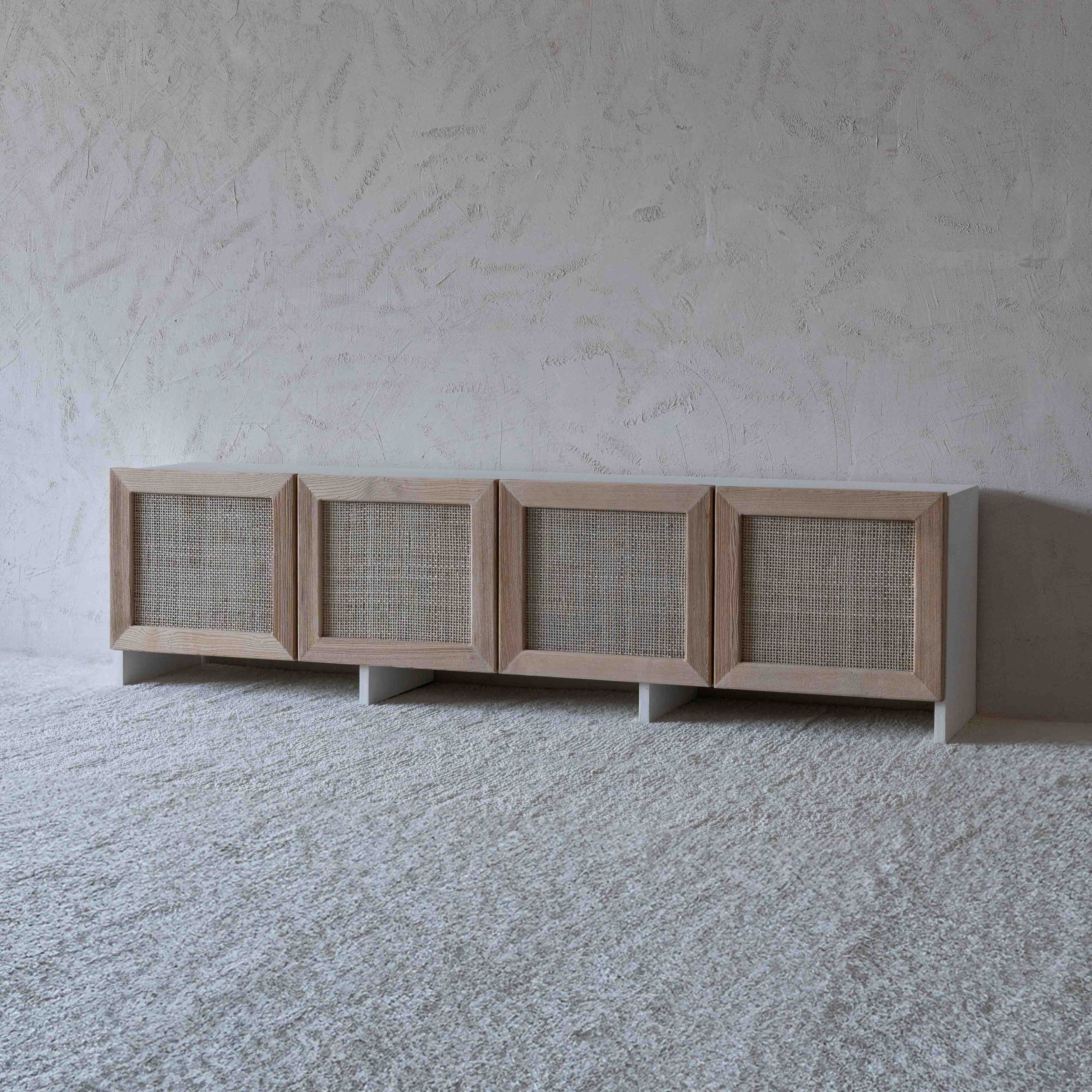 Dallas Solid Oak Wood Rattan TV Unit - TV Units - WS Living Furniture Furniture Store in Dubai