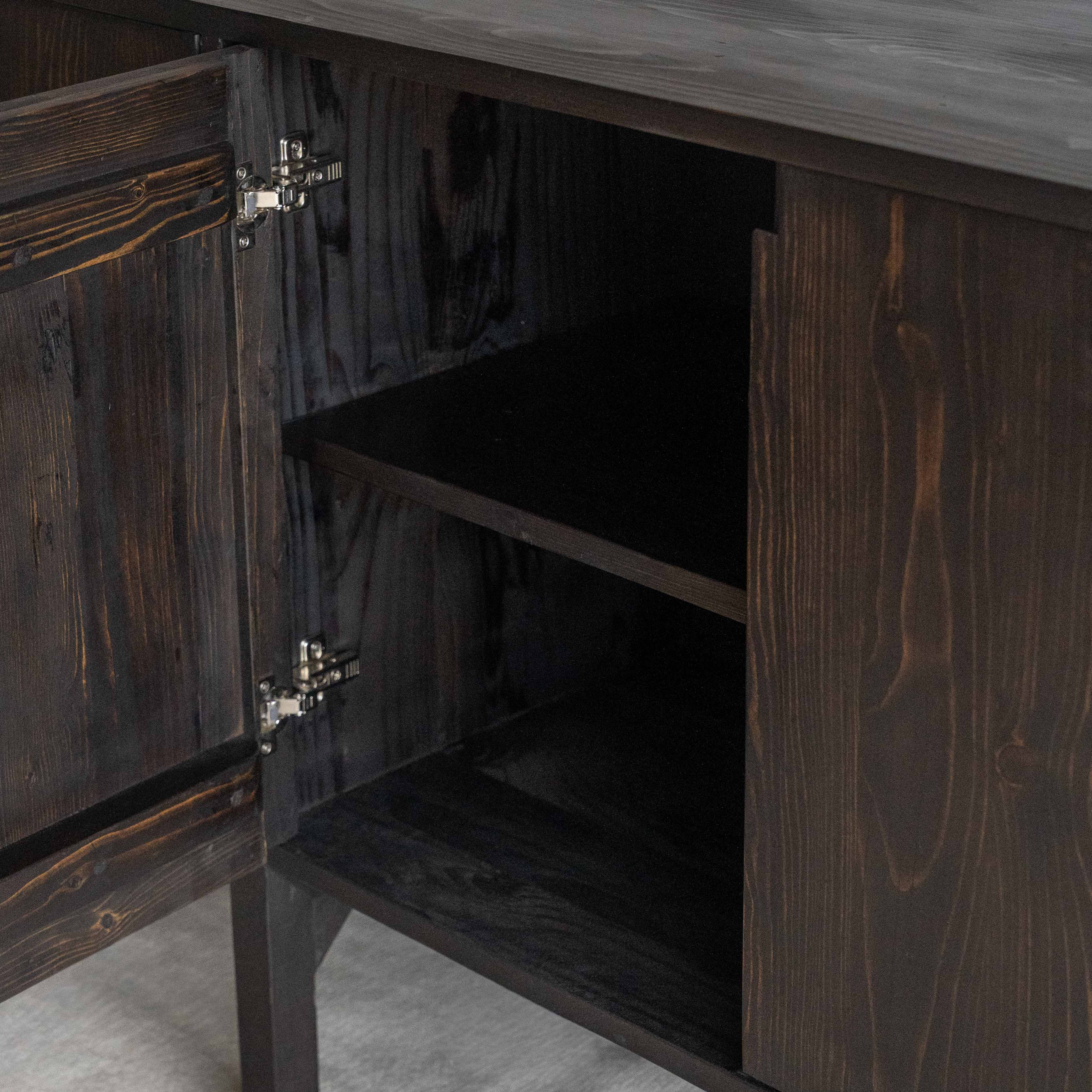 خزانة جانبية دارينا من خشب الصنوبر الصلب - لون الجوز الداكن