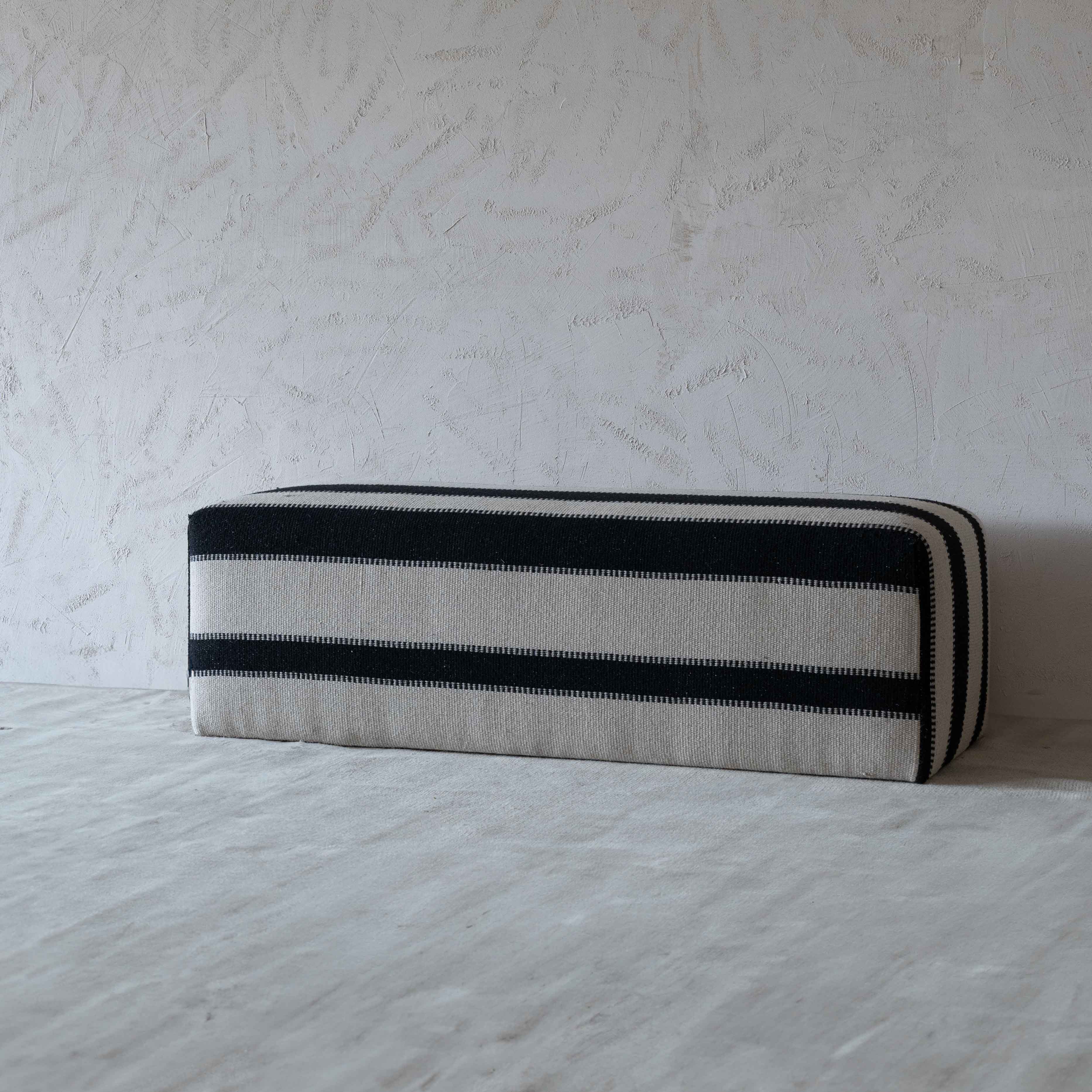 Ghoson Modern Beige & Black Fabric Bench - Benches - WS Living - UAE Modern Home Furniture Stores in Dubai