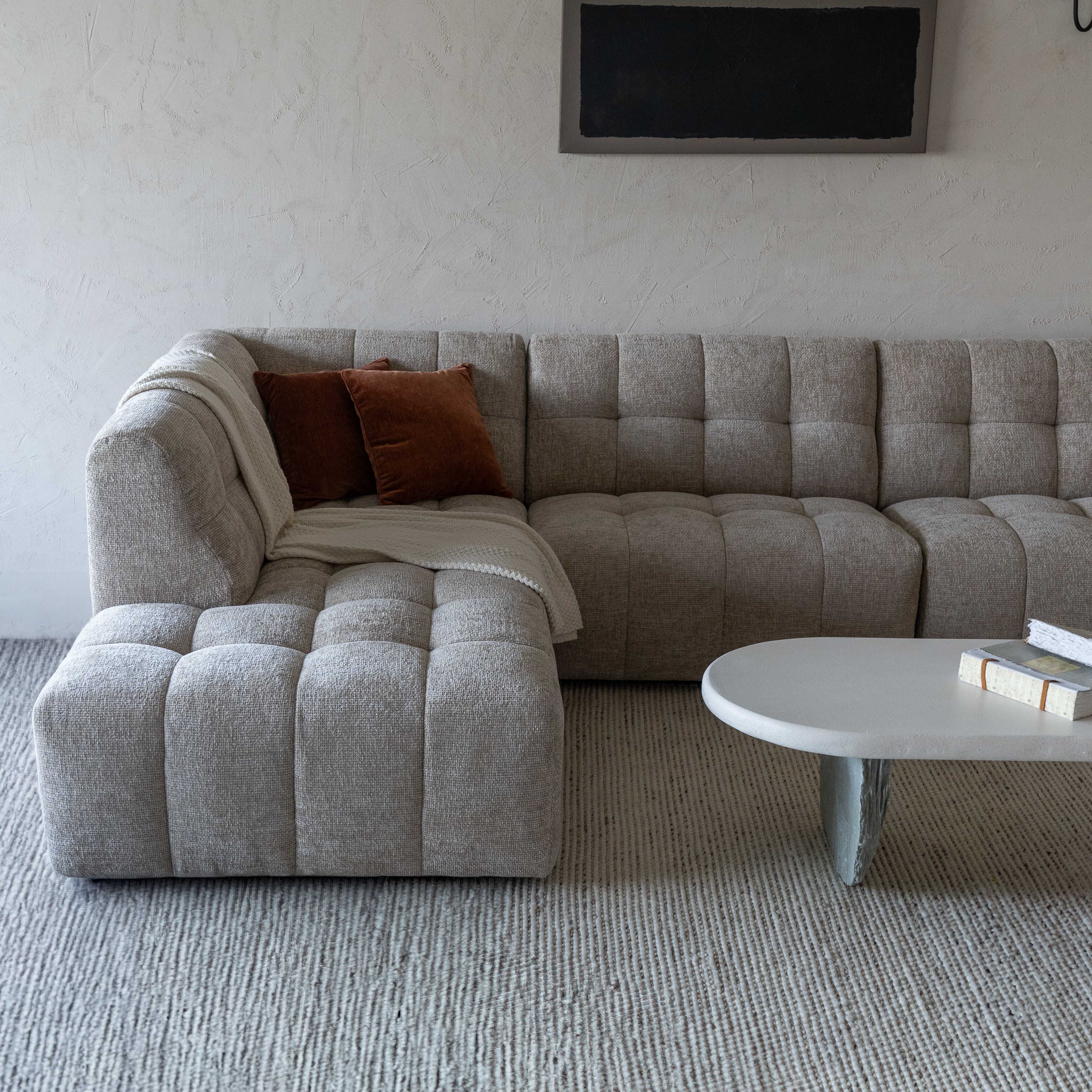 Dolphine Beige Modern Corner & L-Shape Sofa - Sofas - WS Living Furniture Furniture Store in Dubai