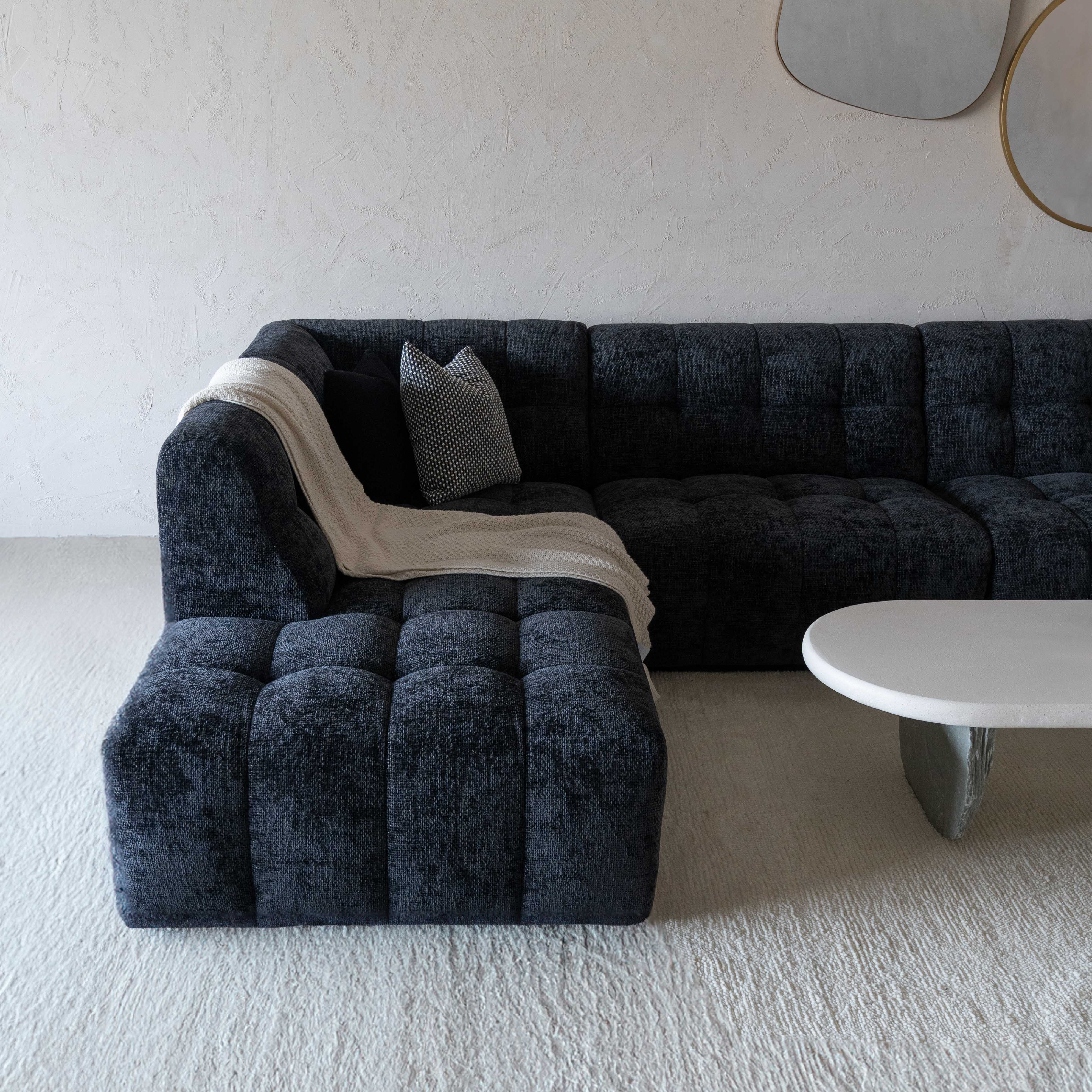 Dolphine Black Modern Corner & L-Shape Sofa - Sofas - WS Living Furniture Furniture Store in Dubai