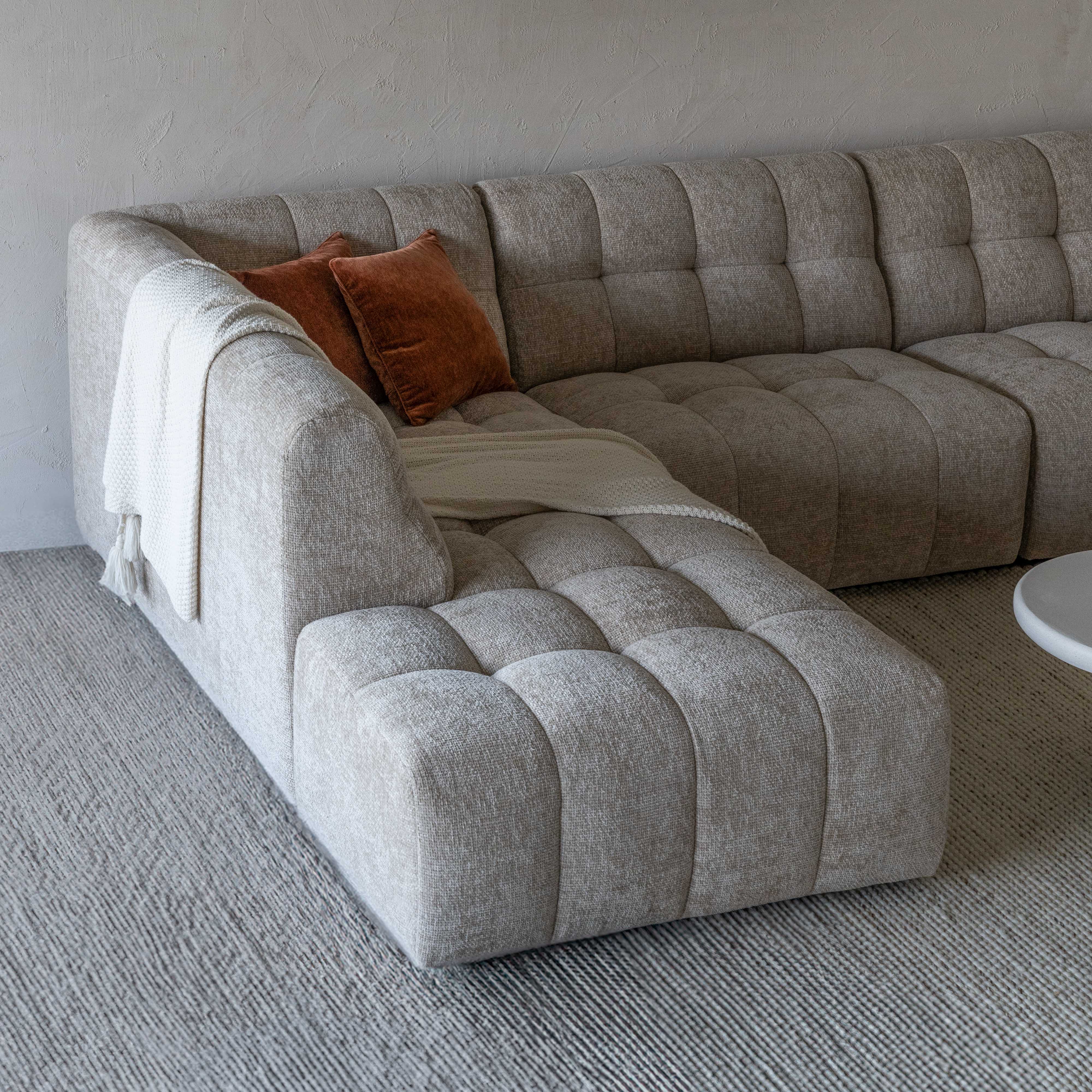 Dolphine Beige Modern Corner & L-Shape Sofa - Sofas - WS Living Furniture Furniture Store in Dubai