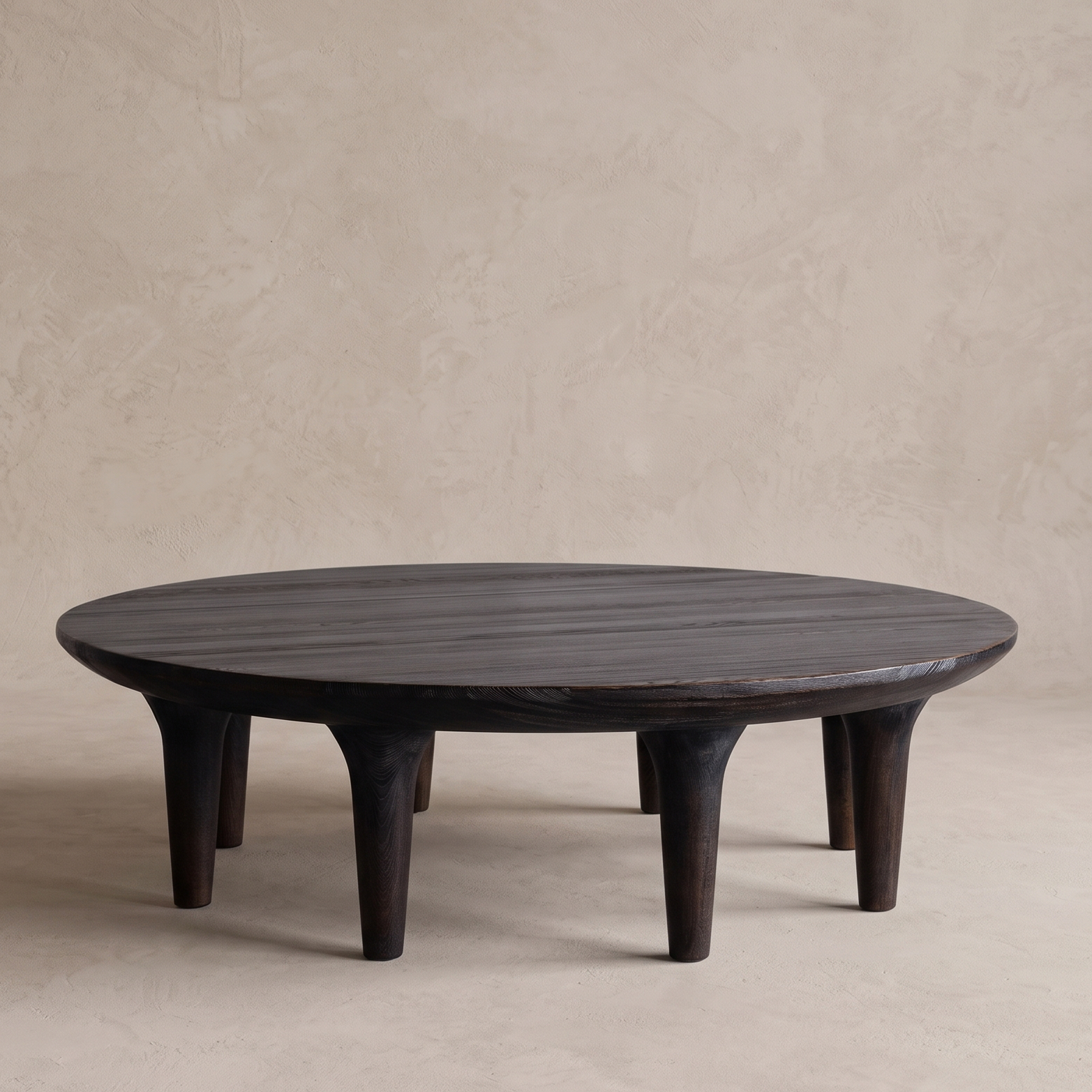 Estate Curio Oak Wood Round Coffee Table