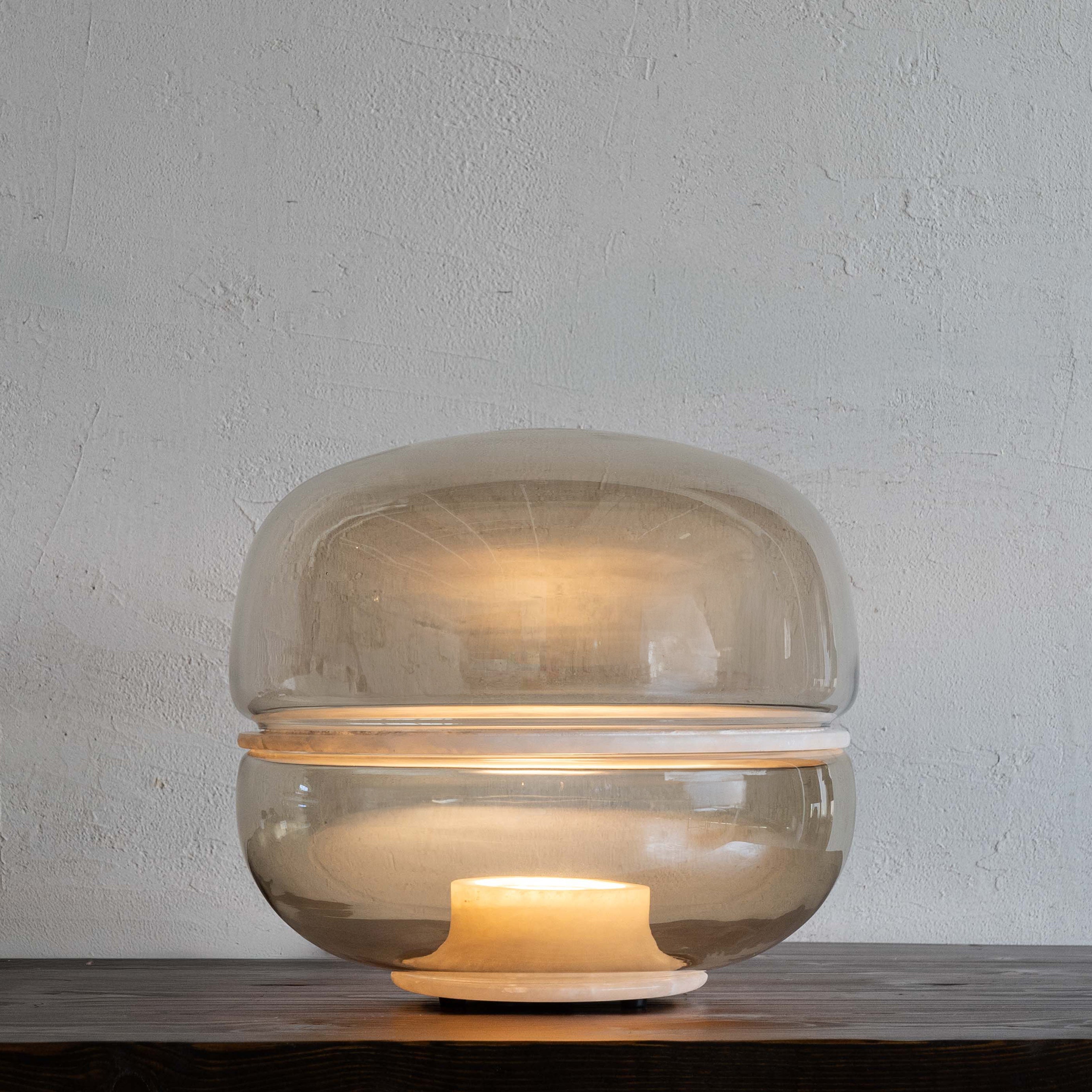 Eira Natural Marble & Glass Modern Onyx Table Lamp - Table Lamps - WS Living Furniture Furniture Store in Dubai