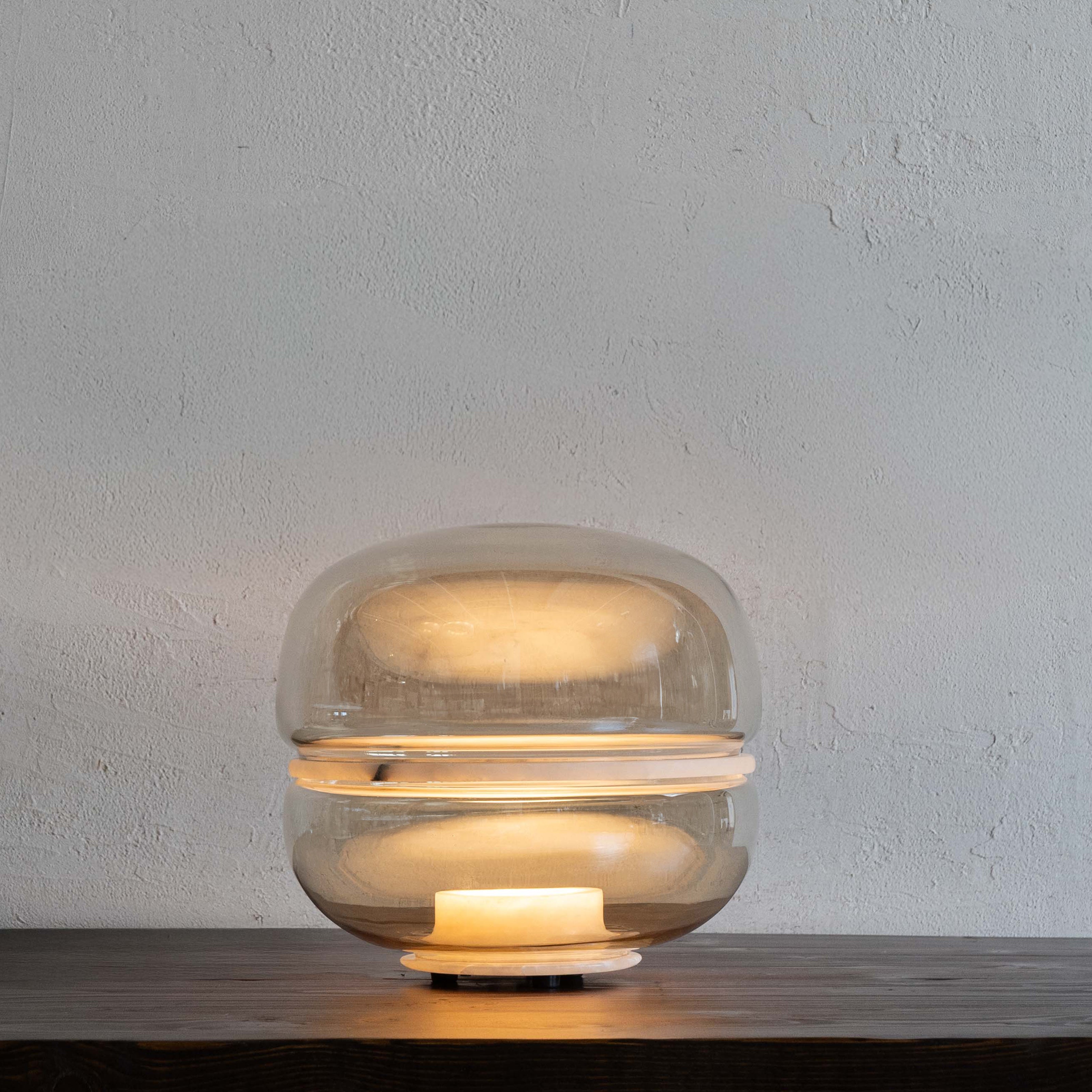 Eira Natural Marble & Glass Modern Onyx Table Lamp - Table Lamps - WS Living Furniture Furniture Store in Dubai