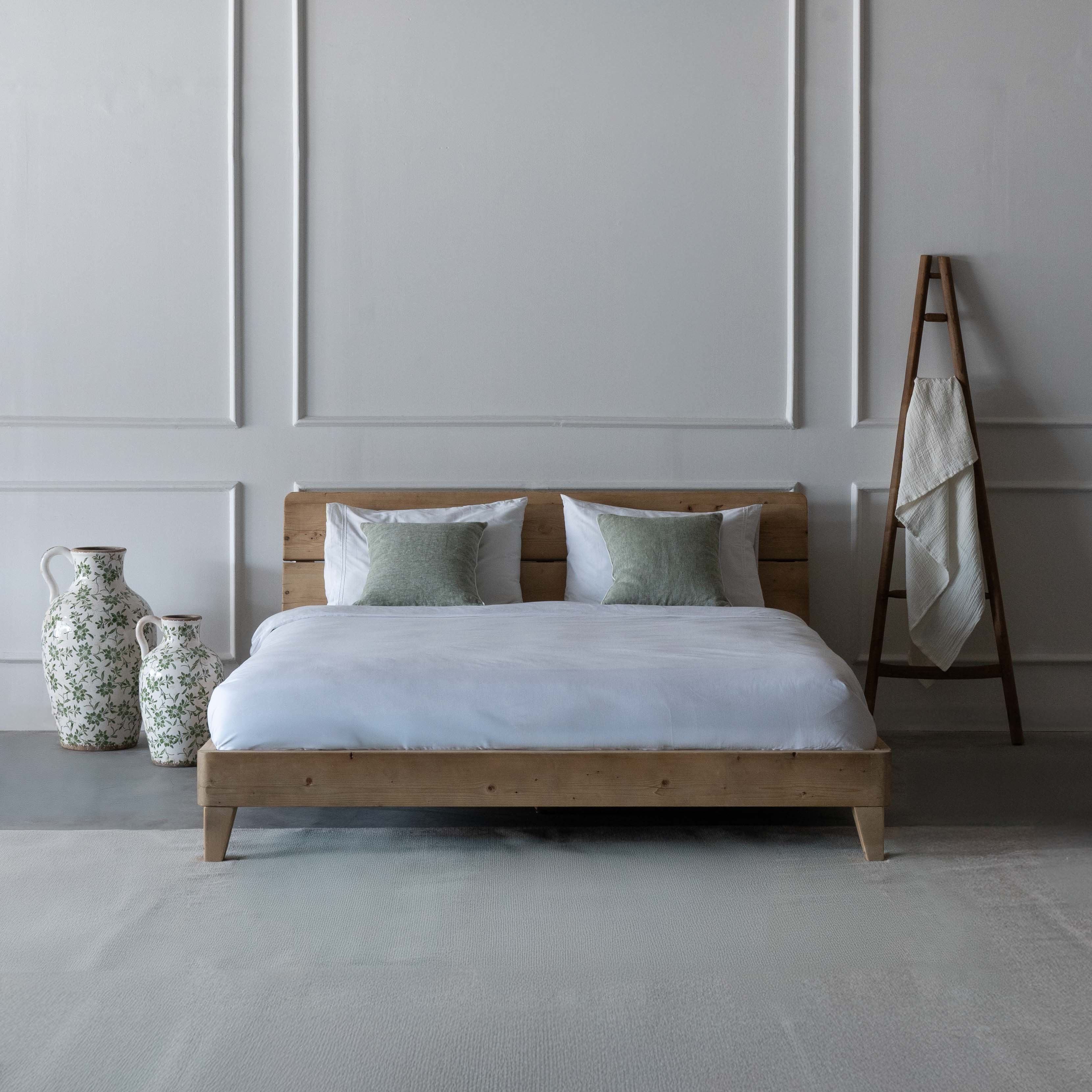 Elizabeth Natural Solid Pine Wood King Size Bed - - WS Living Furniture Furniture Store in Dubai