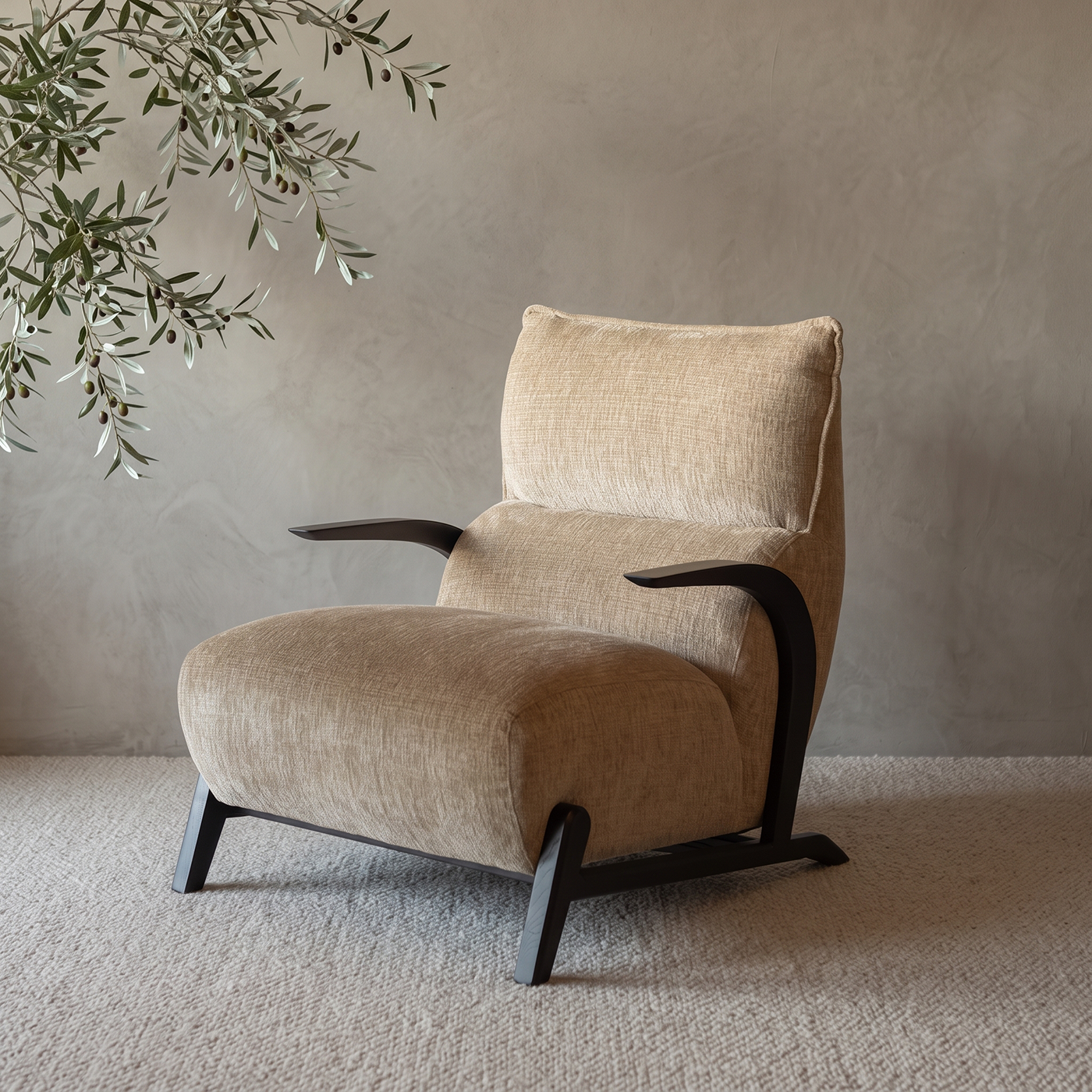 Ellon Mid-Century Modern Lounge Chair – Sand Beige