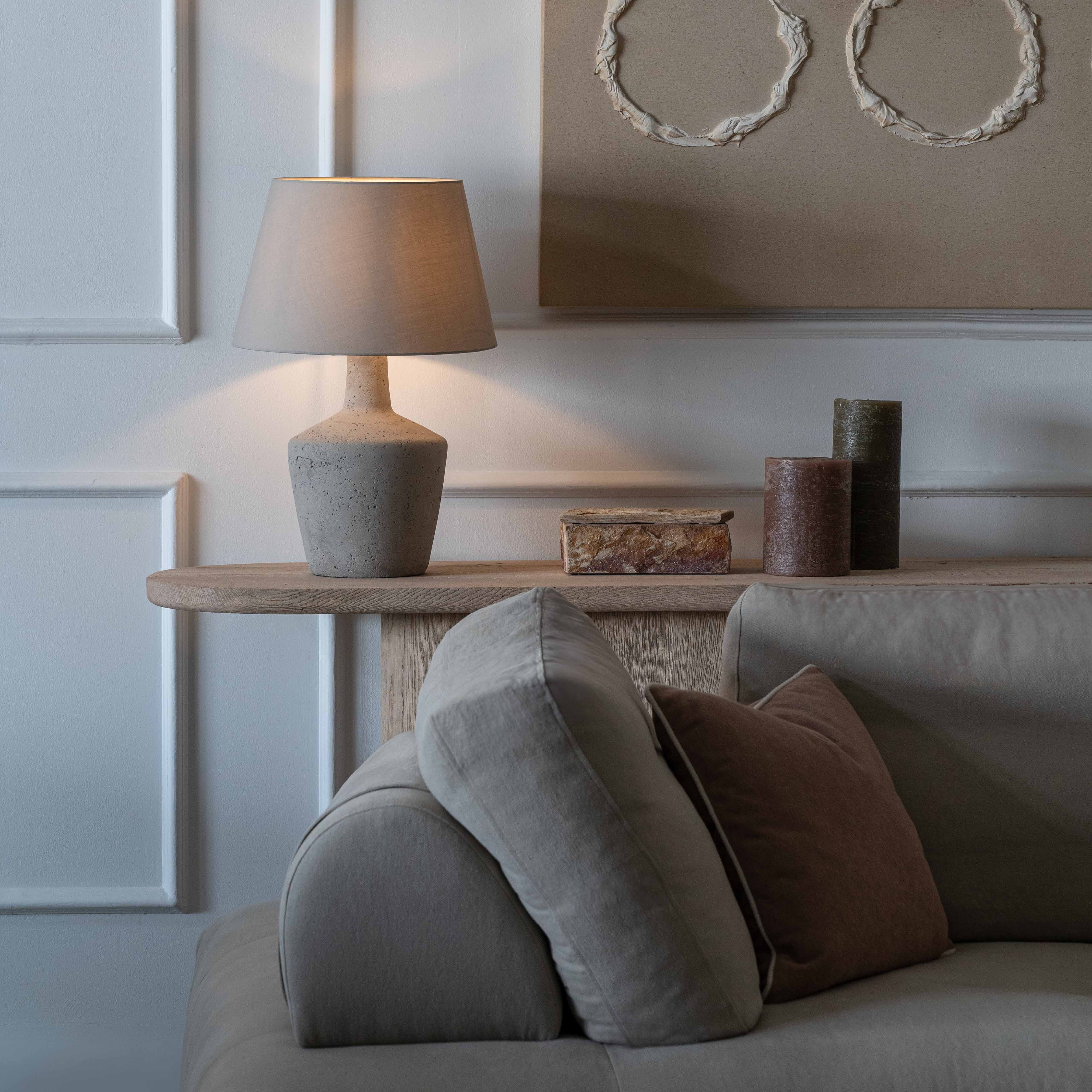 Erika Grey Micro Cement Table Lamp - - WS Living Furniture Furniture Store in Dubai