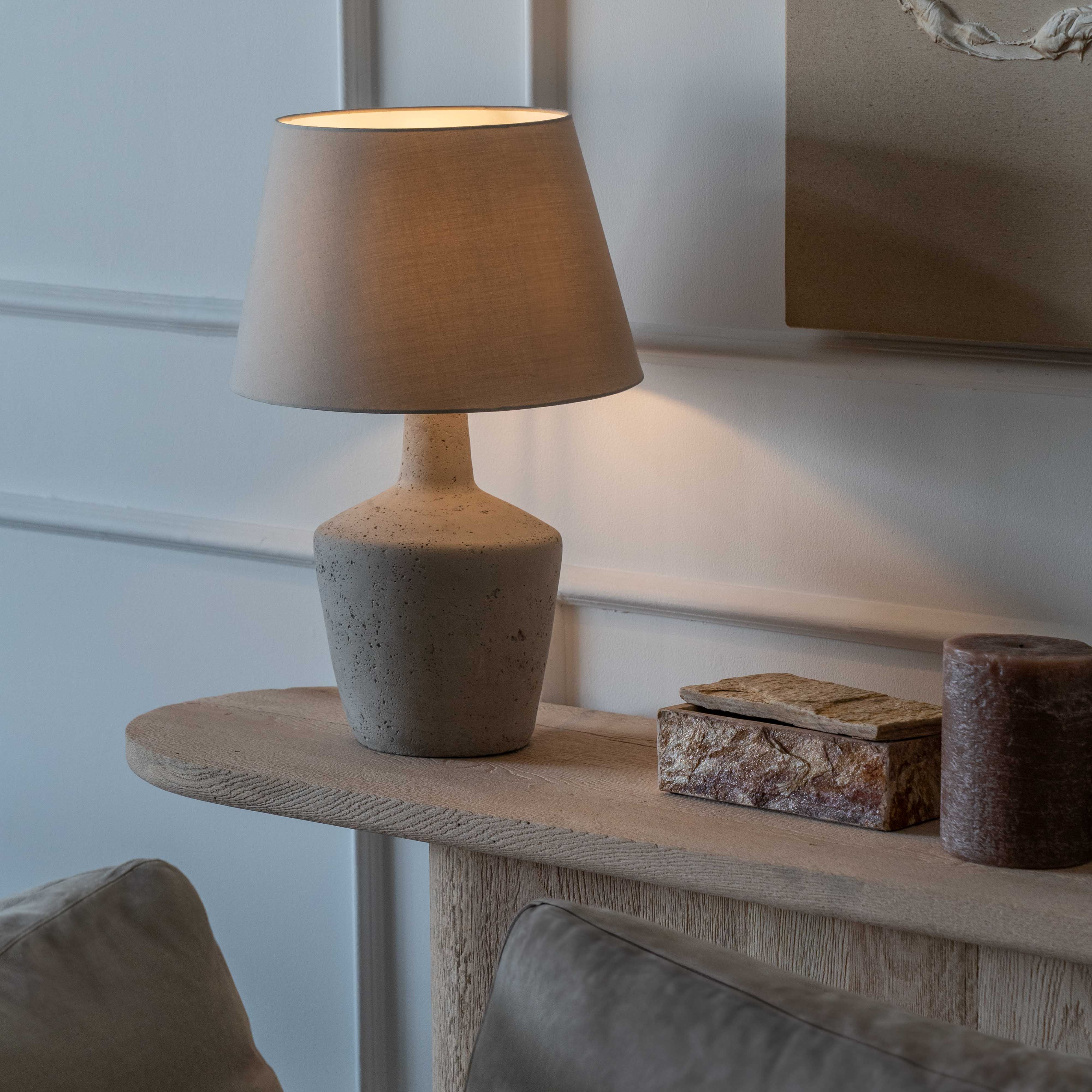 Erika Grey Micro Cement Table Lamp - - WS Living Furniture Furniture Store in Dubai