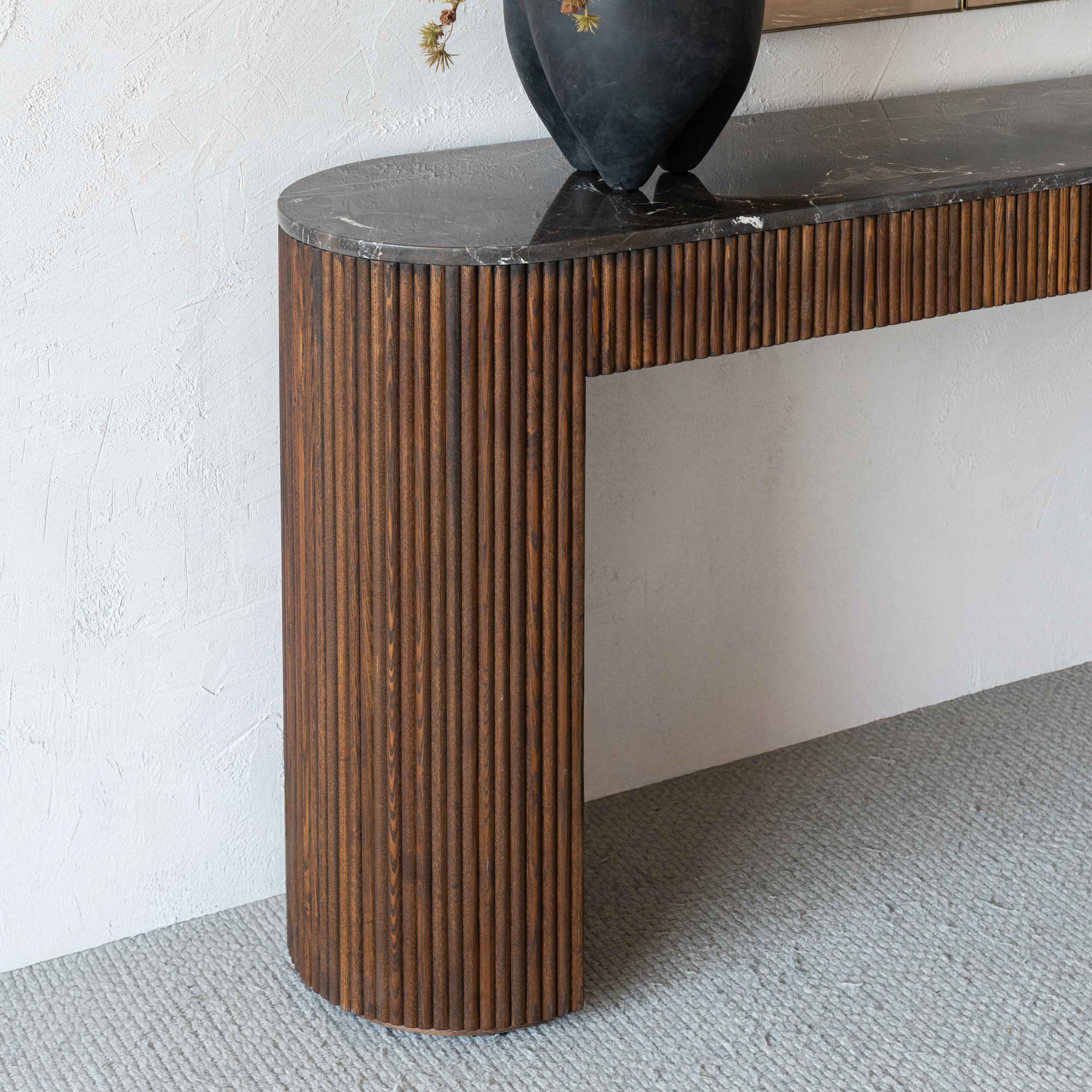 Eternity Natural Marble Modern Oval Console Table - Console Tables - WS Living Furniture Furniture Store in Dubai