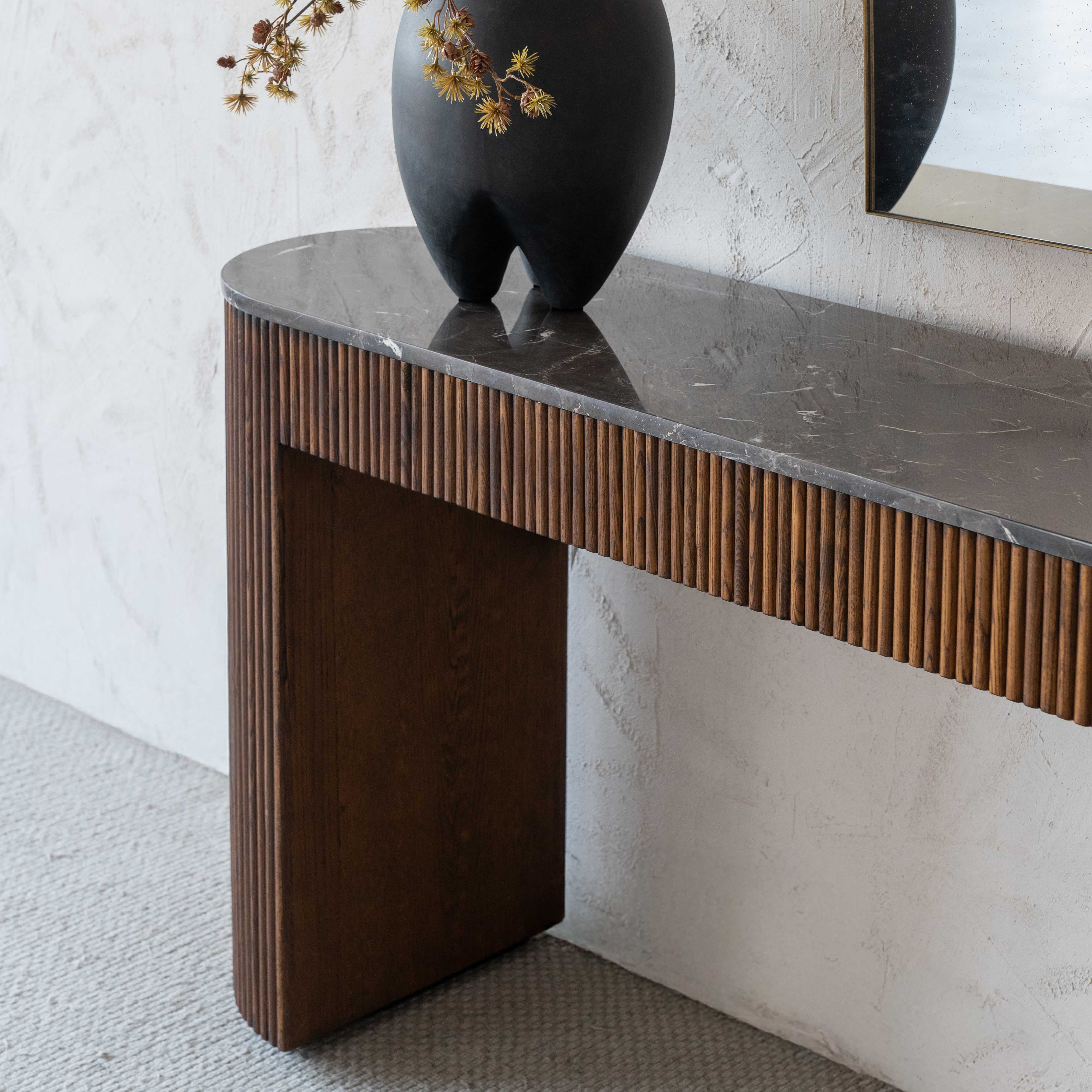 Eternity Natural Marble Modern Oval Console Table - Console Tables - WS Living Furniture Furniture Store in Dubai