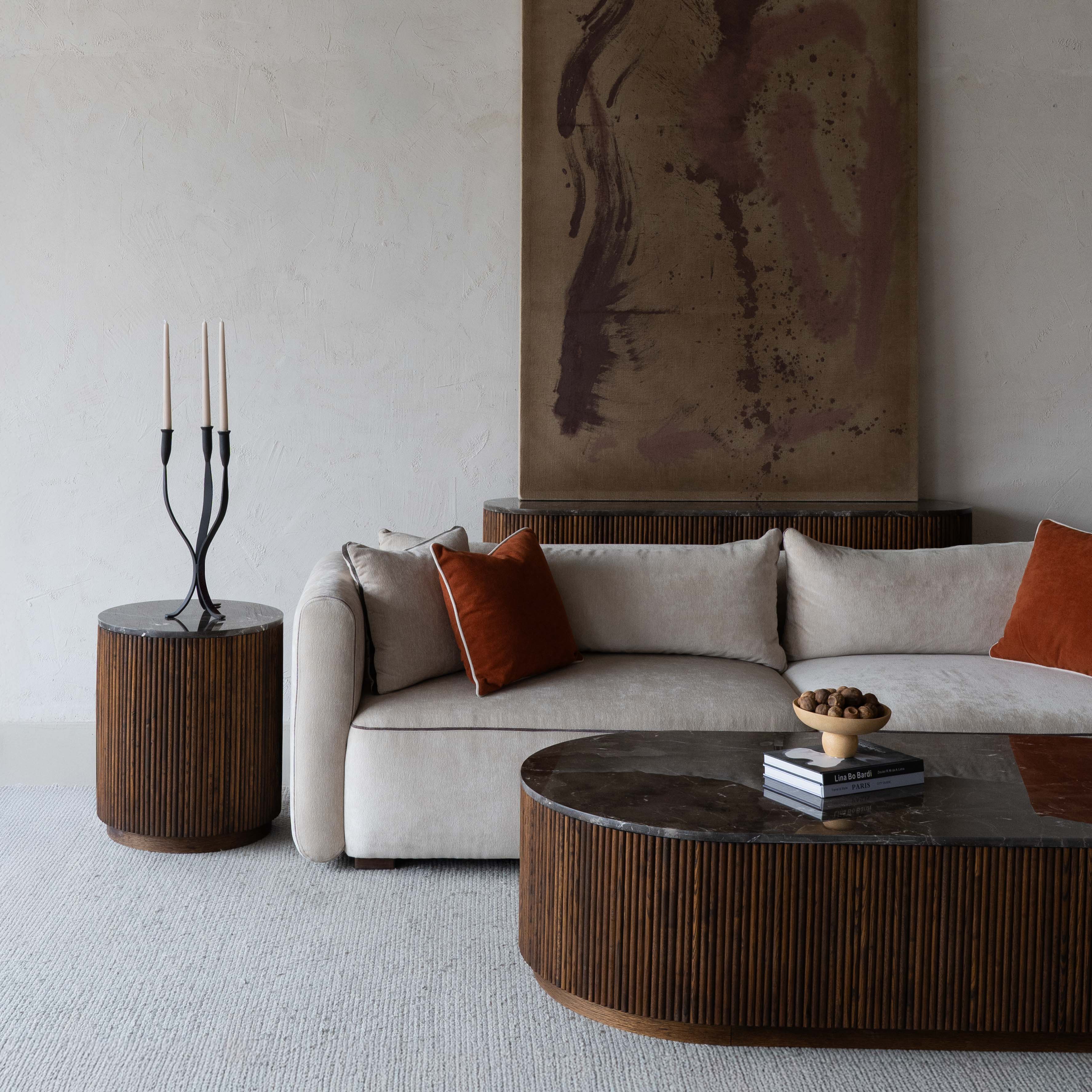 Eternity Modern Wood & Marble Coffee Table - Oval Shape - Coffee Tables - WS Living Furniture Home Furniture Stores in Dubai