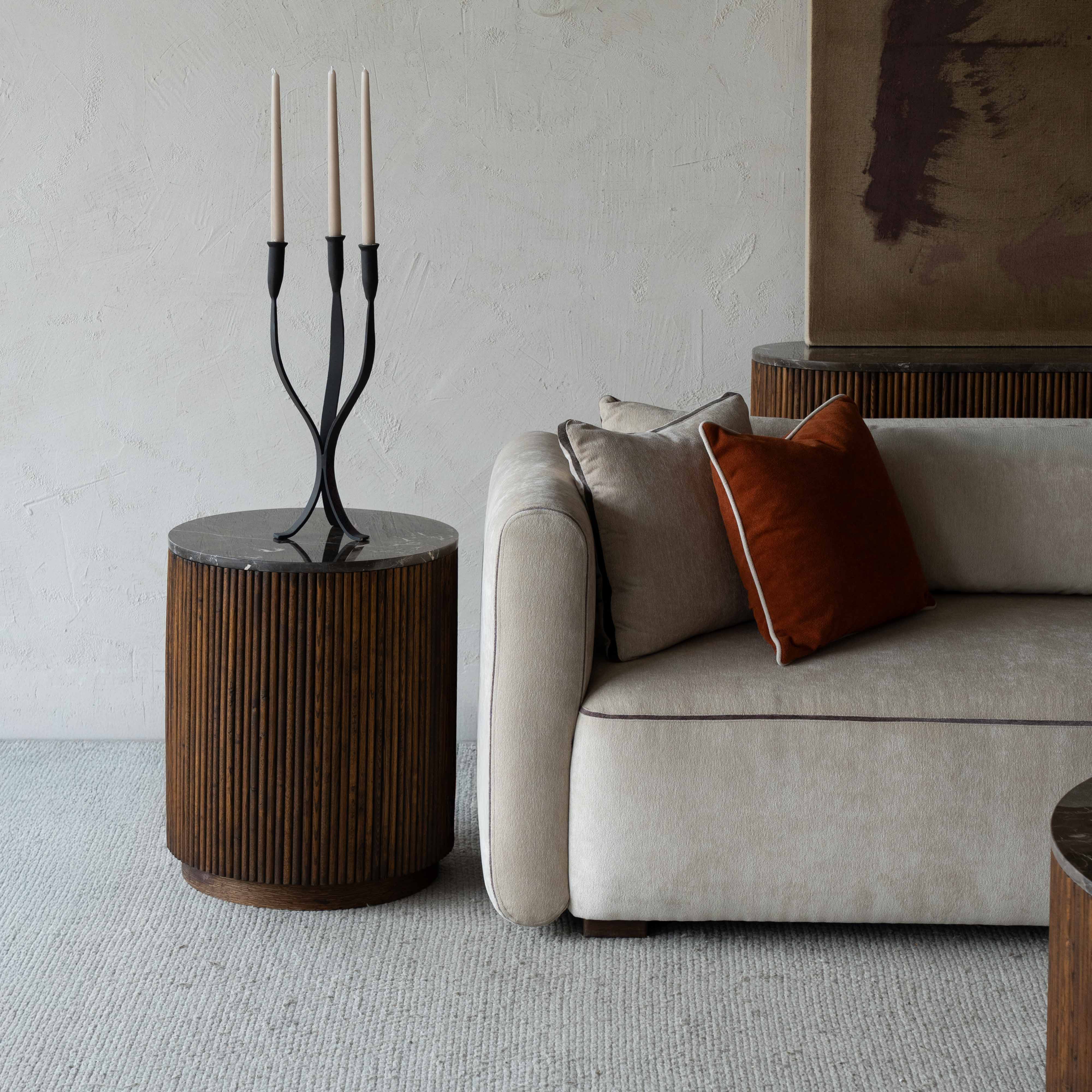 Eternity Modern Wood & Natural Marble Side End Table | Accent Table - Side Tables - WS Living Furniture Furniture Store in Dubai