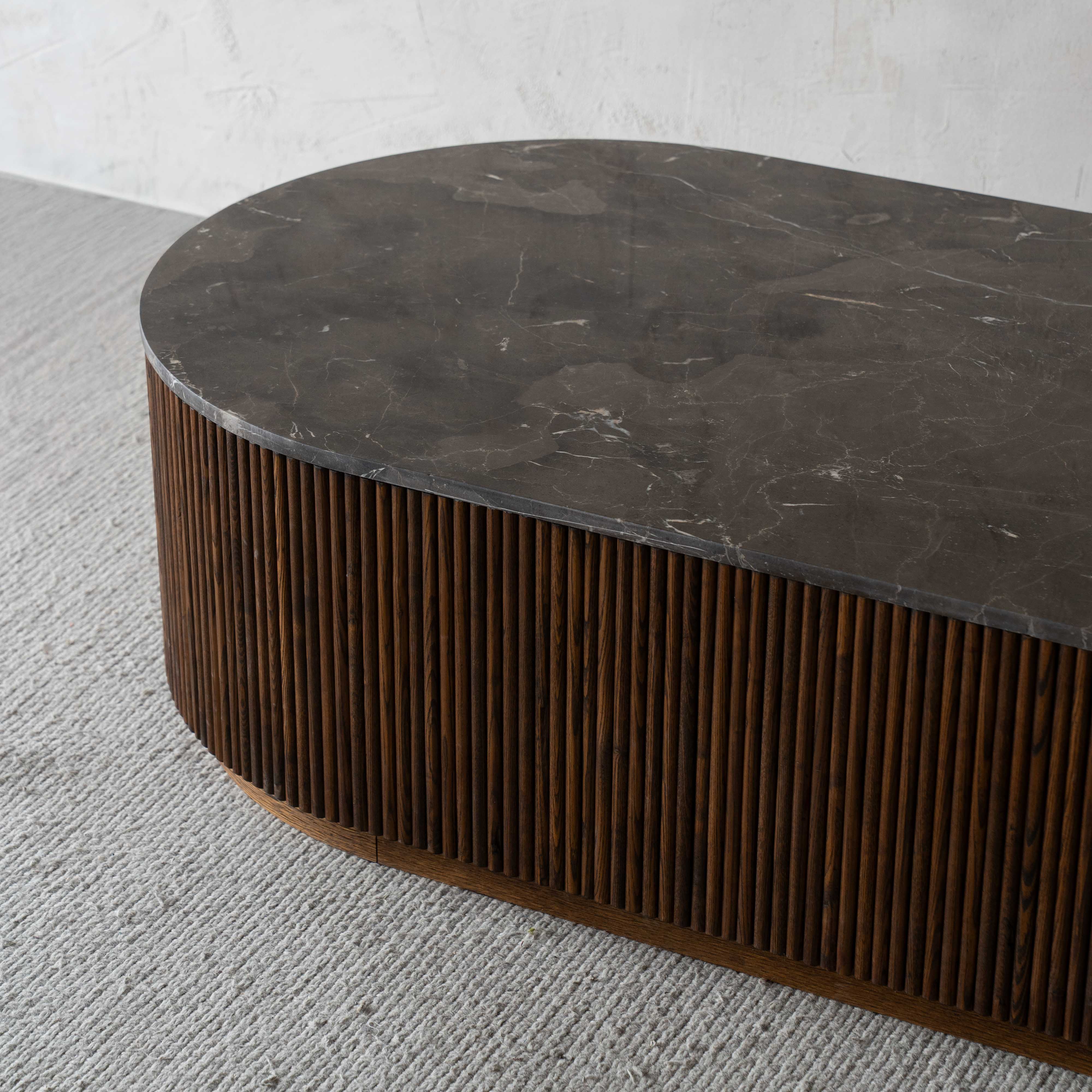 Eternity Modern Wood & Marble Coffee Table - Oval Shape - Coffee Tables - WS Living Furniture Home Furniture Stores in Dubai
