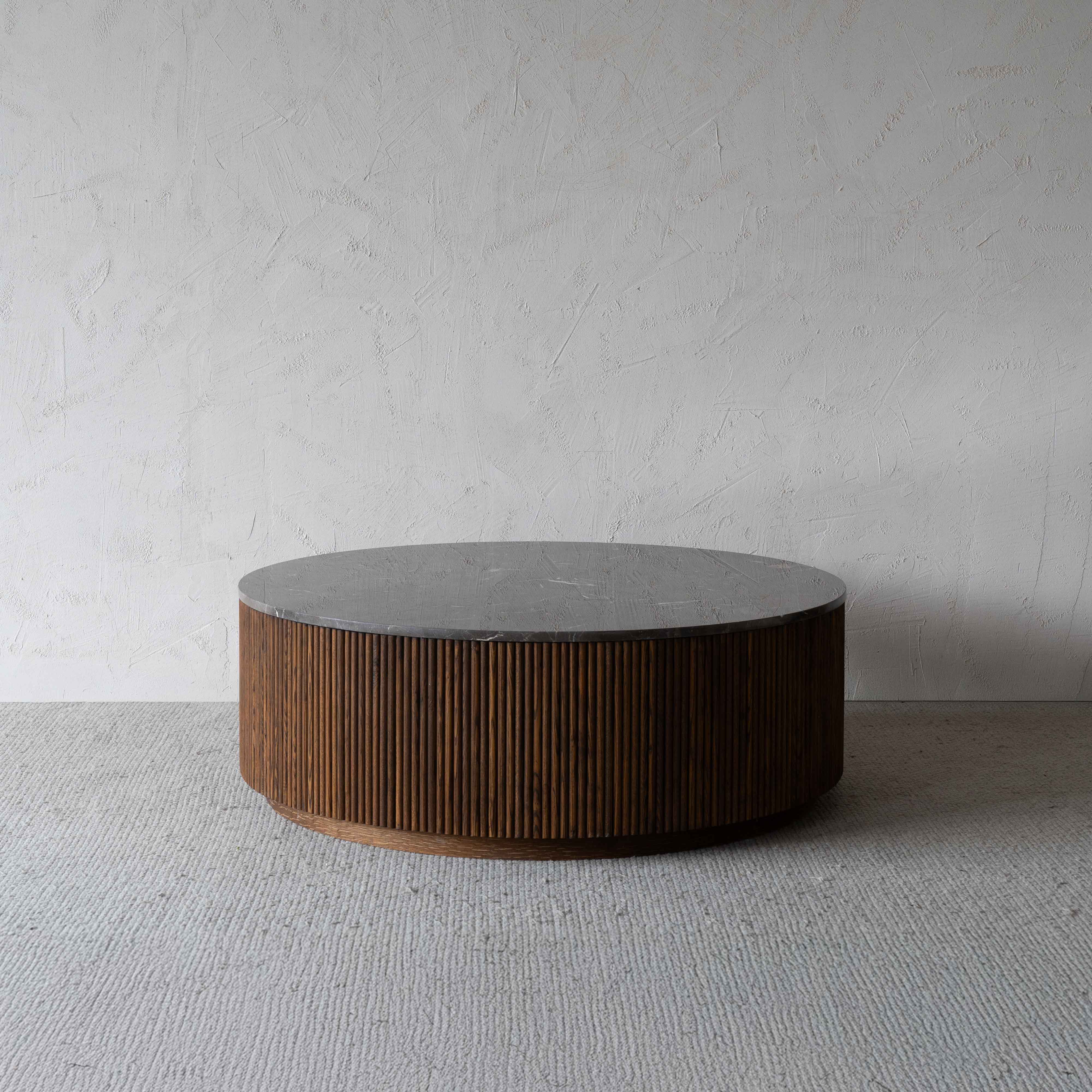 Eternity Modern Wood & Round Marble Coffee Table - Coffee Tables - WS Living Furniture Furniture Store in Dubai