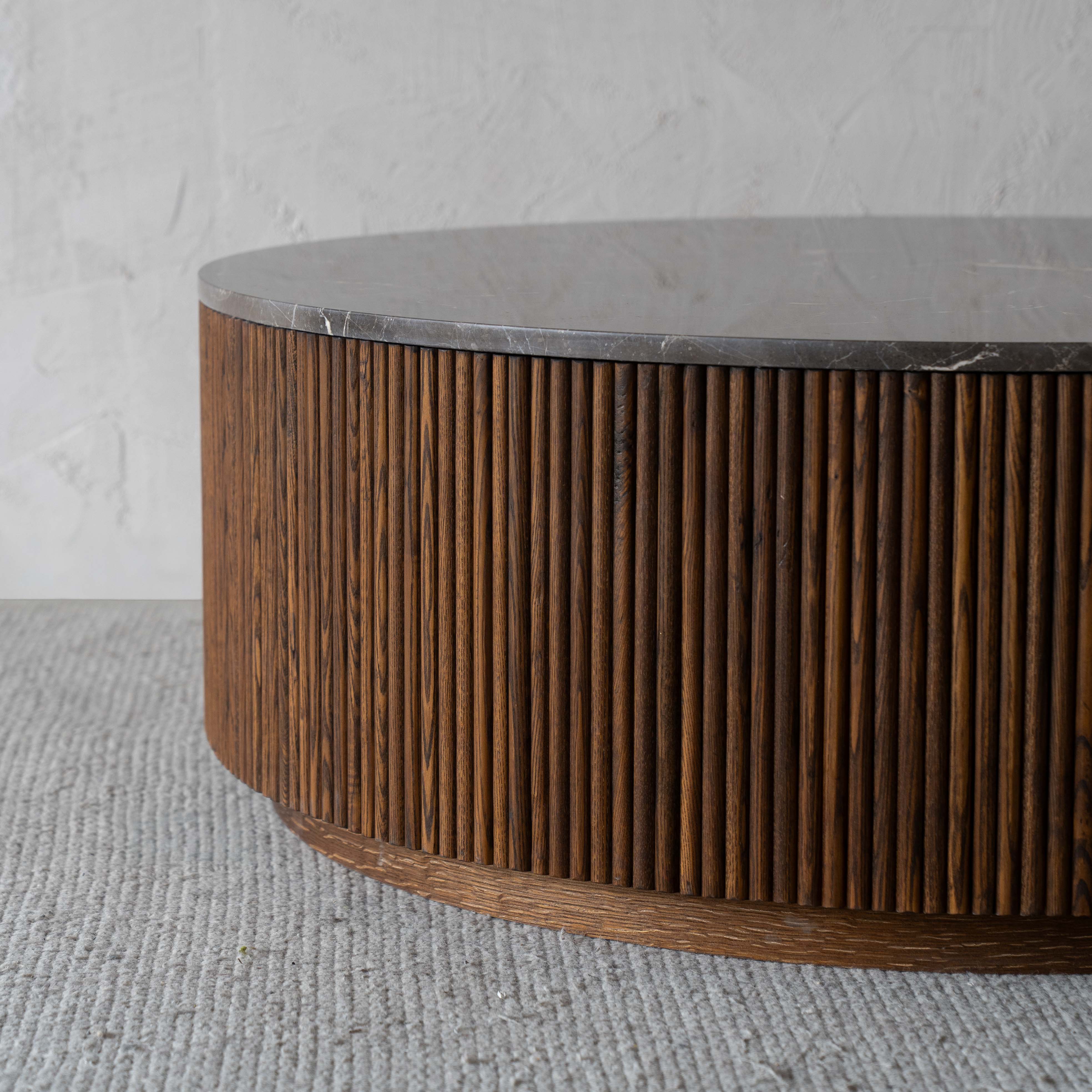 Eternity Modern Wood & Round Marble Coffee Table - Coffee Tables - WS Living Furniture Furniture Store in Dubai