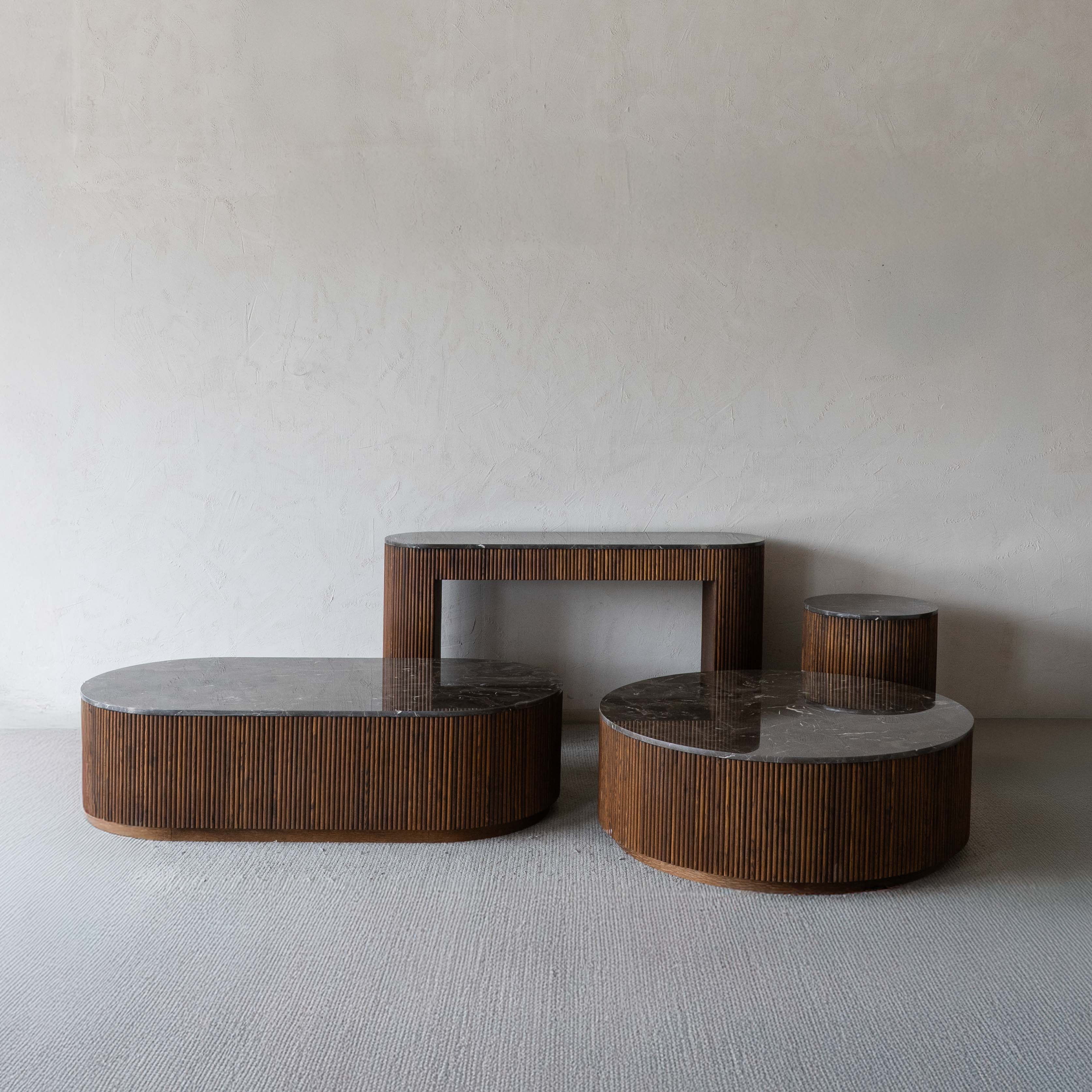 Eternity Modern Wood & Round Marble Coffee Table - Coffee Tables - WS Living Furniture Furniture Store in Dubai