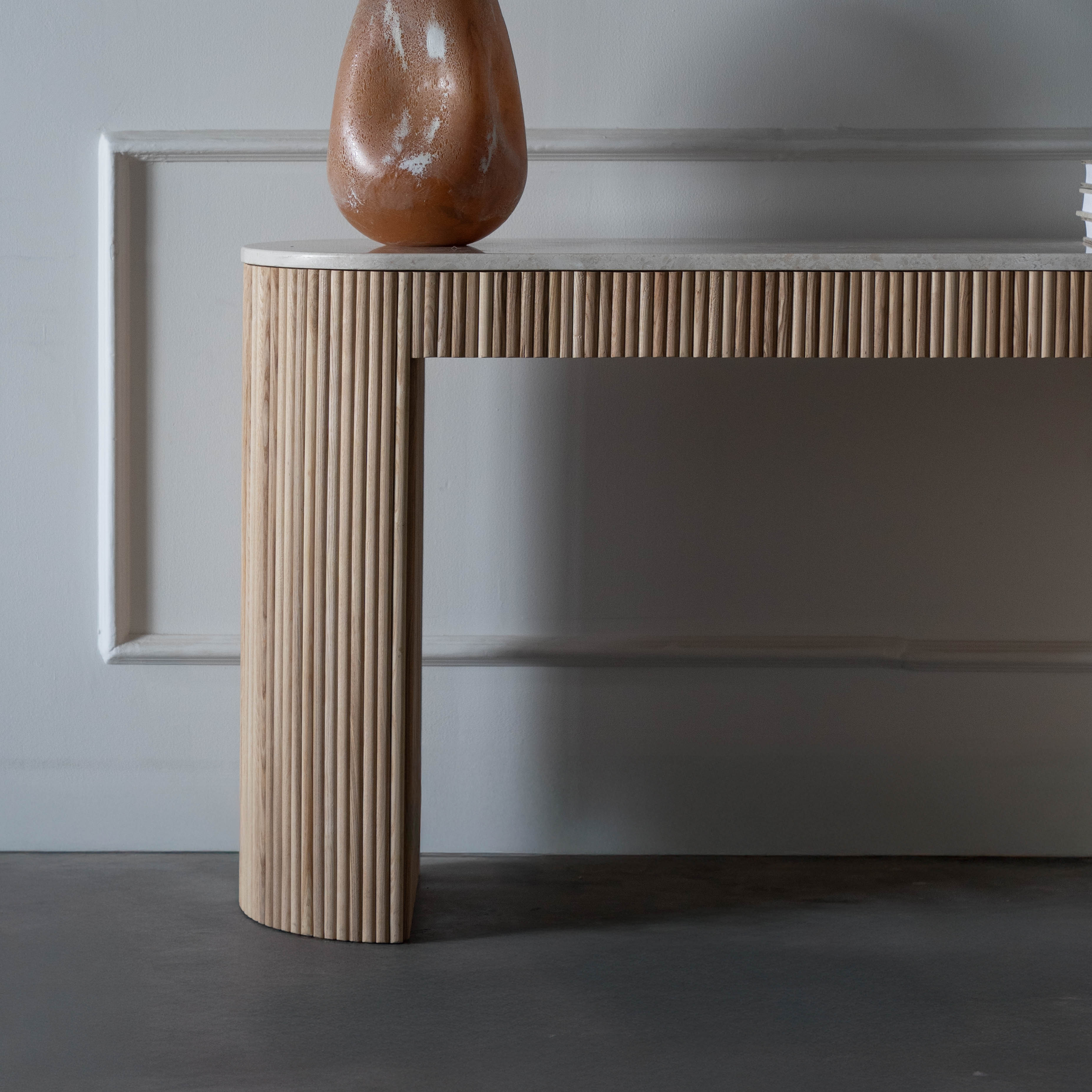 Eternity Marble Modern Console Table - Natural - Console Tables - WS Living Furniture Furniture Store in Dubai