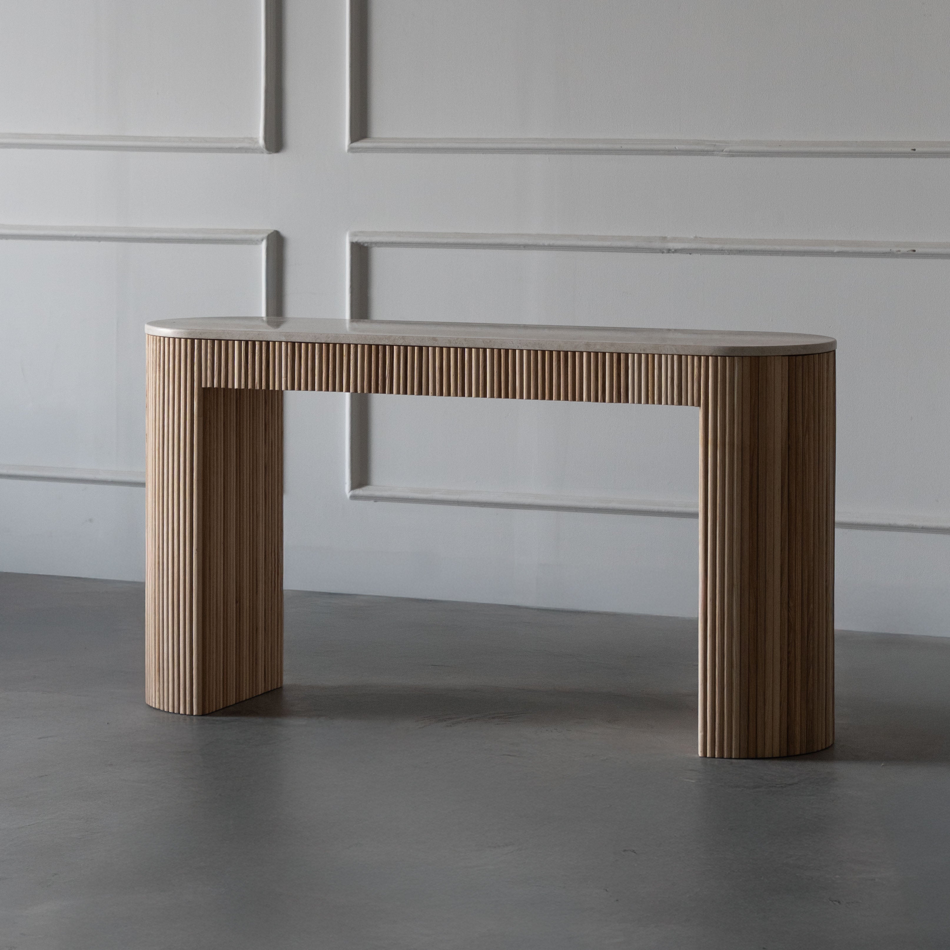 Eternity Marble Modern Console Table - Natural - Console Tables - WS Living Furniture Furniture Store in Dubai