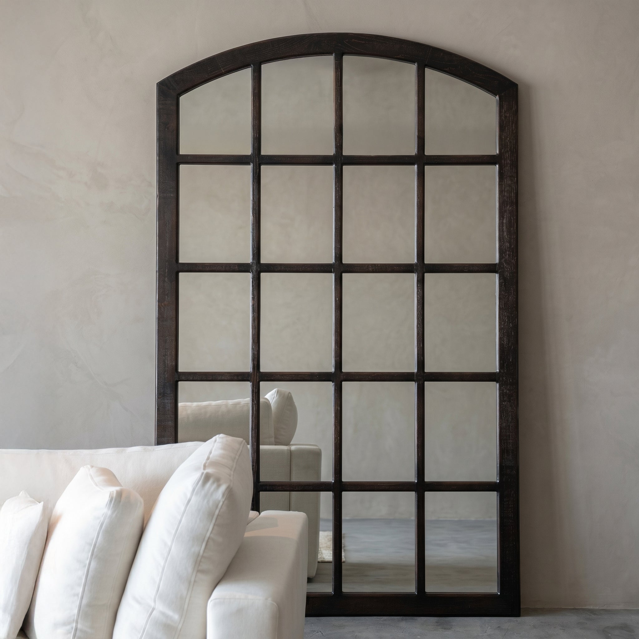 Fenêtre Arched Full Length Window Floor Mirror - DARK WALNUT