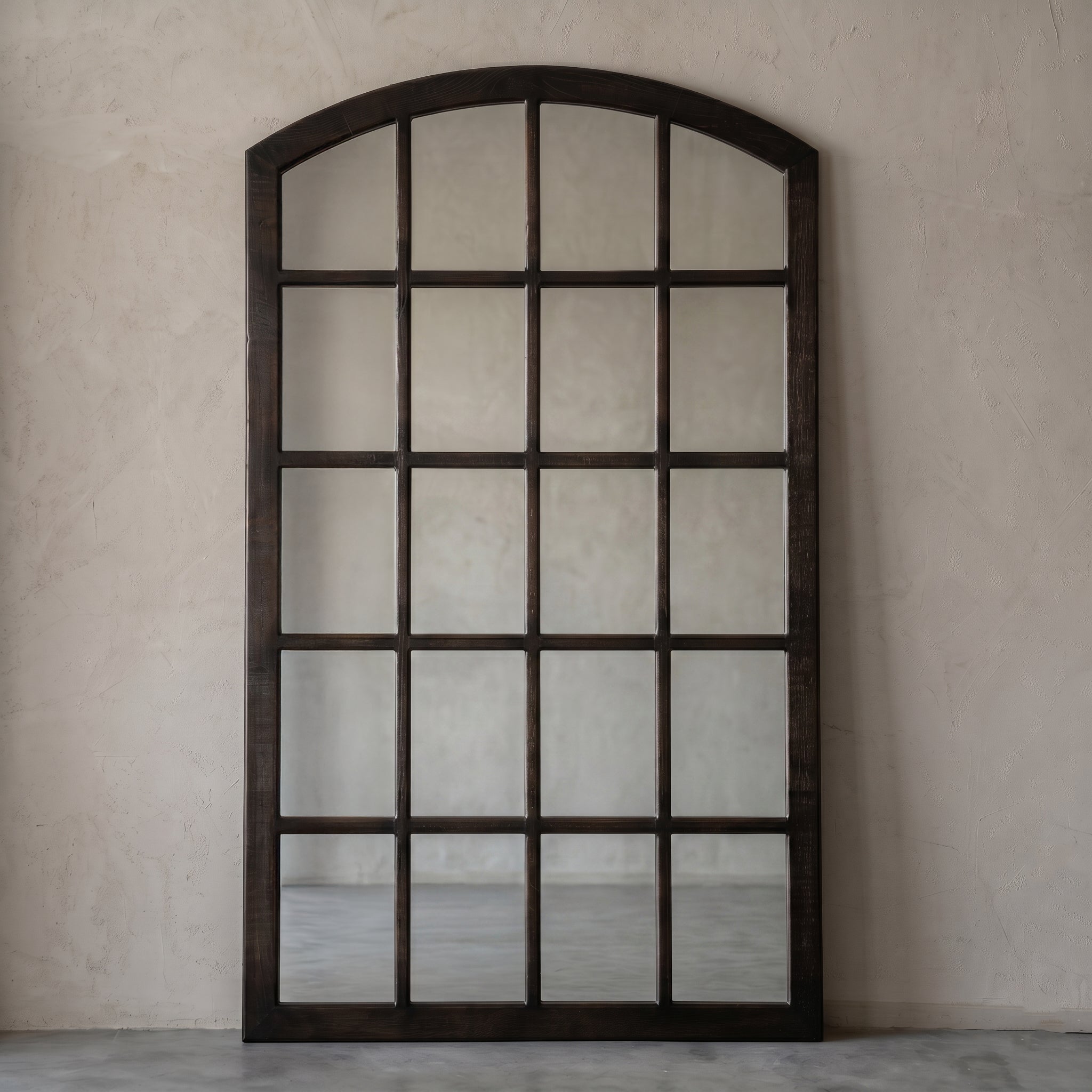 Fenêtre Arched Full Length Window Floor Mirror - DARK WALNUT