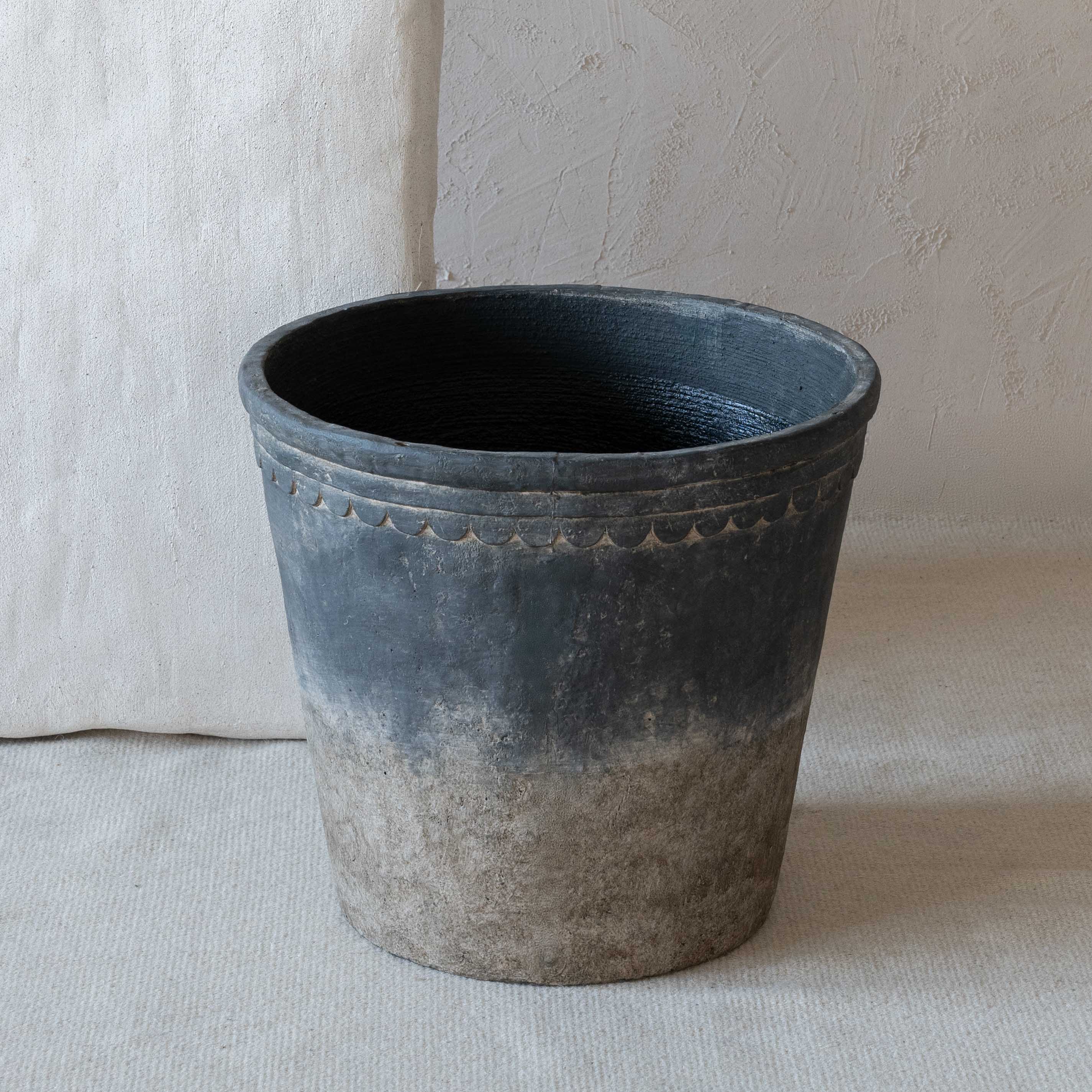Rustica Grey Clay Castle Black Concrete Planter Pot | Tree Pot - Vase - WS Living Furniture Furniture Store in Dubai