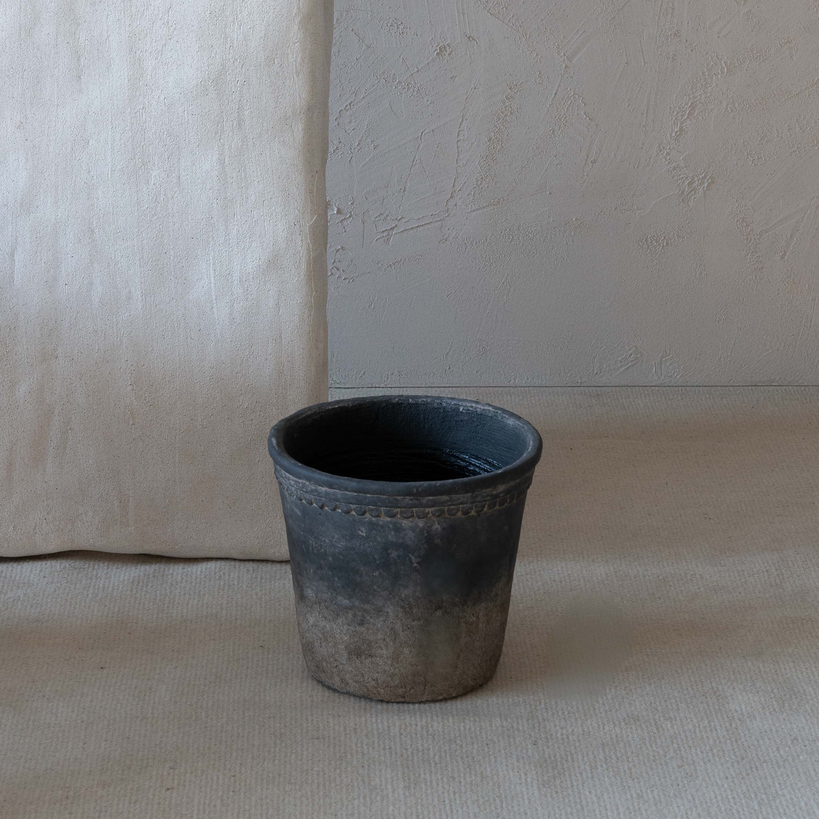Rustica Grey Clay Castle Black Concrete Planter Pot | Tree Pot - Vase - WS Living Furniture Furniture Store in Dubai