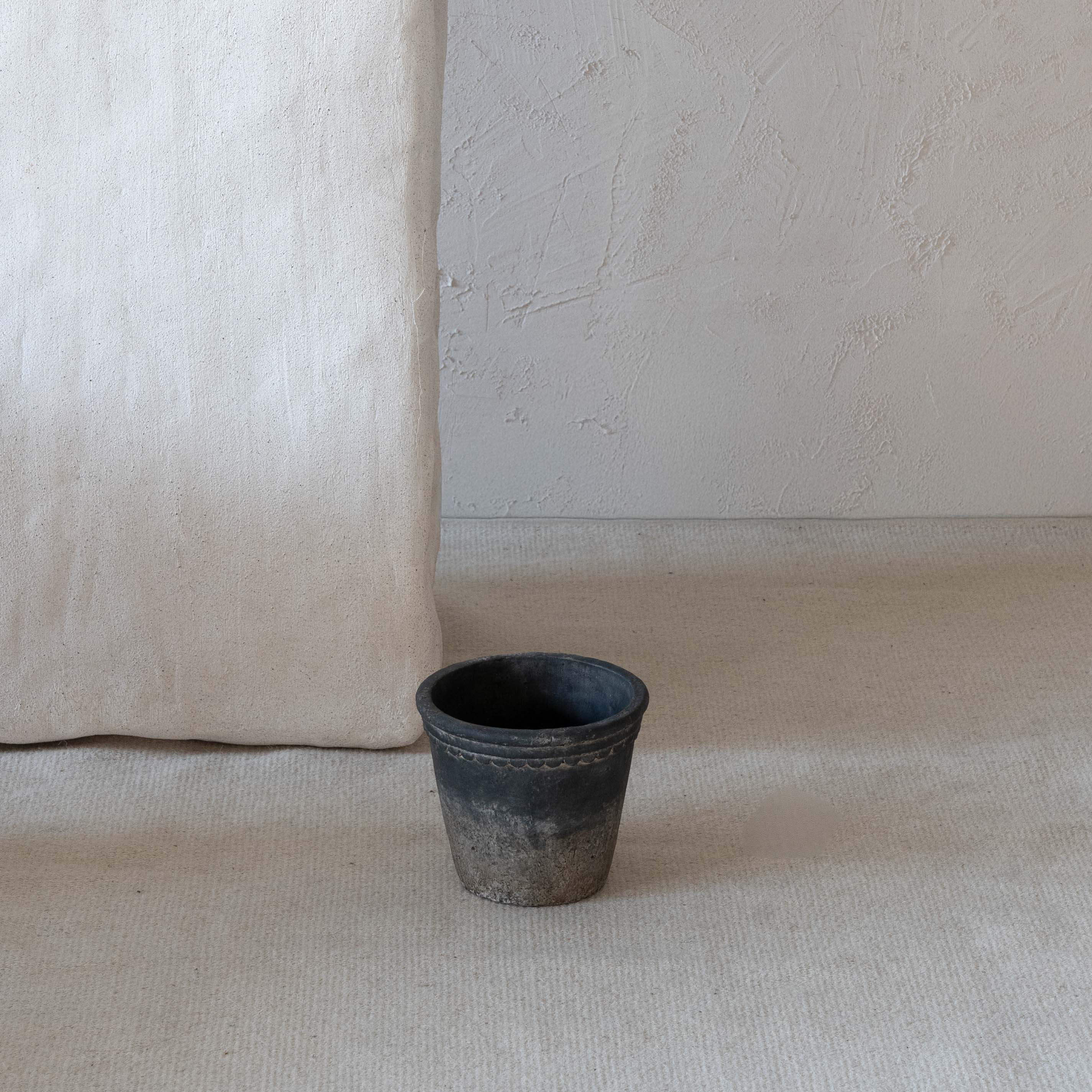 Rustica Grey Clay Castle Black Concrete Planter Pot | Tree Pot - Vase - WS Living Furniture Furniture Store in Dubai
