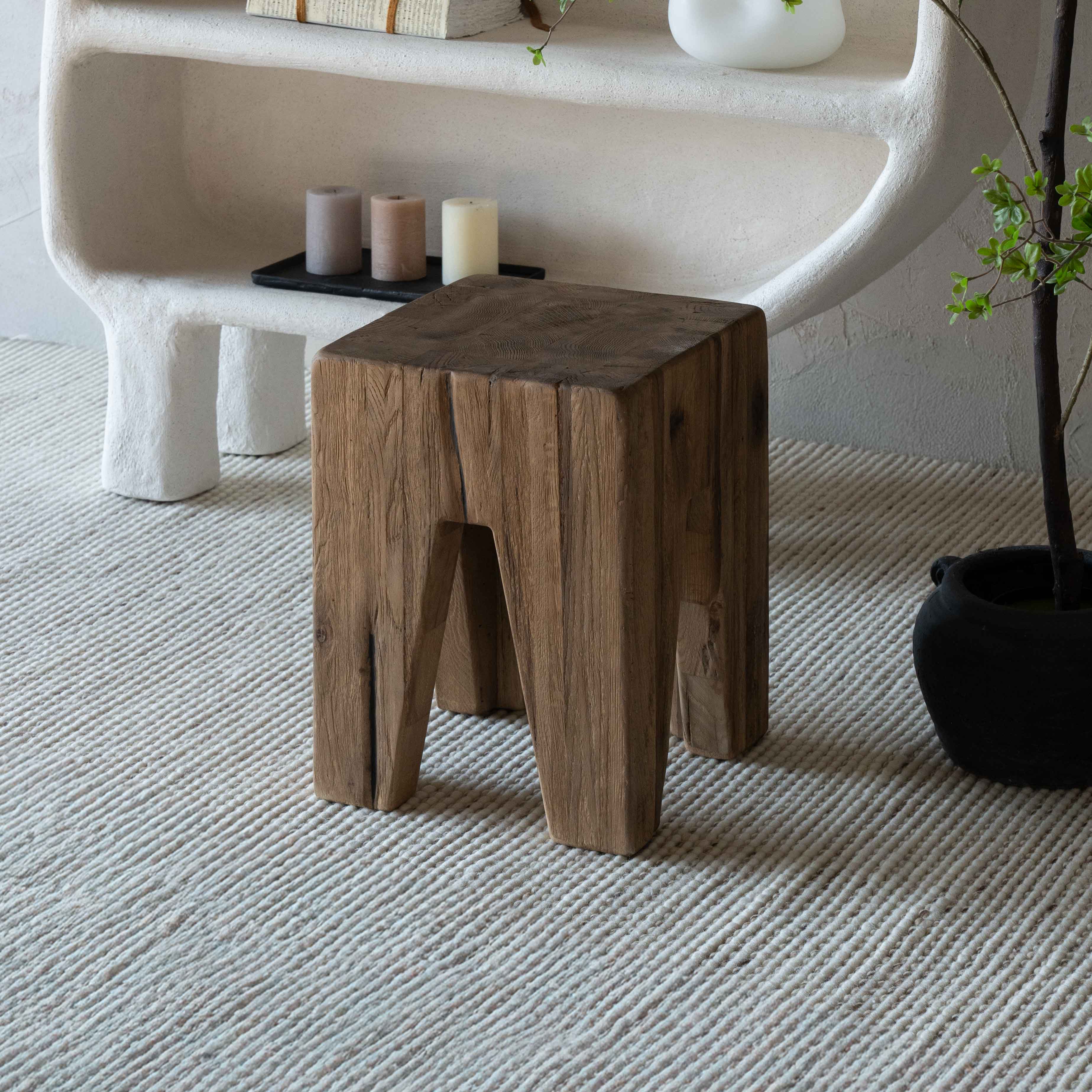 Forest seat Solid Wood Stool | Accent End Side Table - Side Table - WS Living Furniture Furniture Store in Dubai