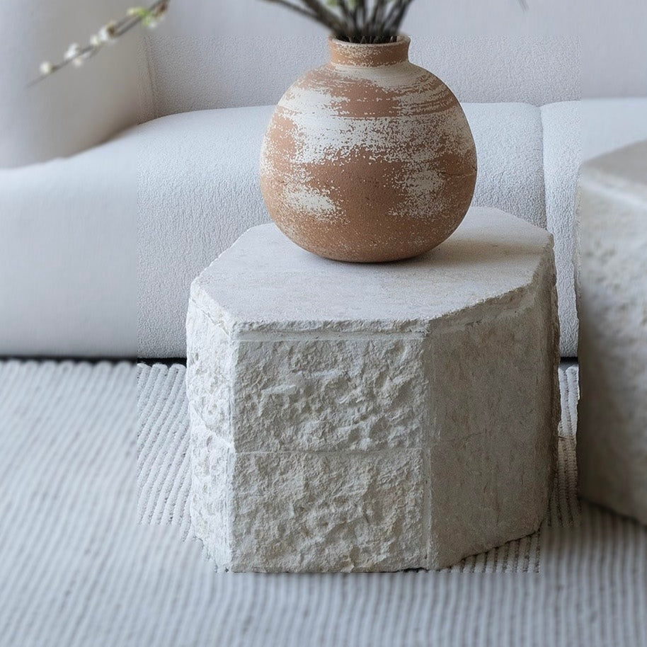 Rocky Lime Stone Handcrafted Table - Coffee Table - WS Living Furniture Furniture Store in Dubai