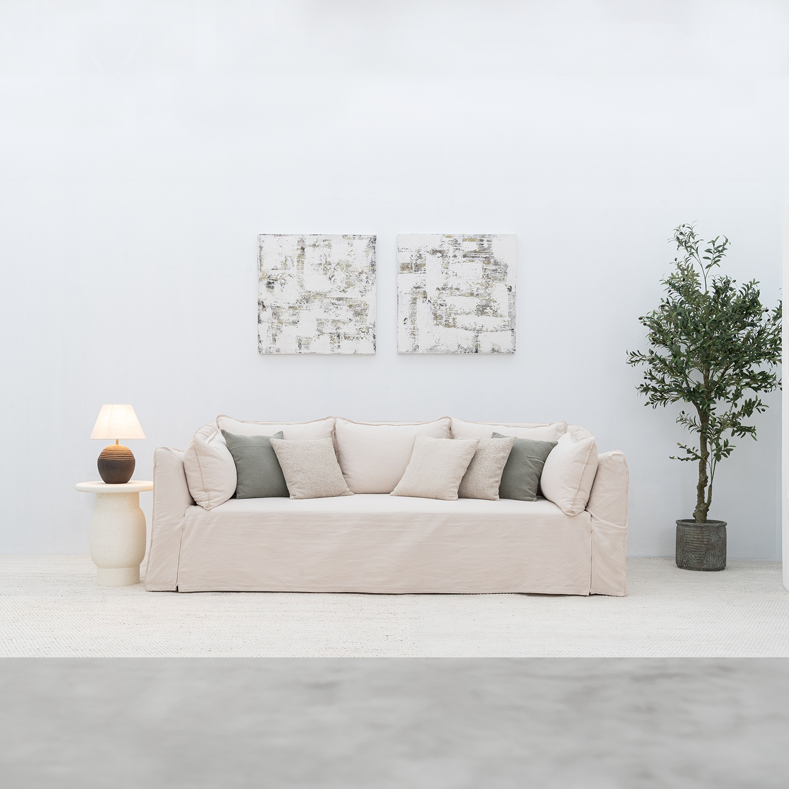 Clara Wooden Frame & Cotton/Linen Sofa Bed - Sofa Bed - WS Living Furniture Furniture Store in Dubai