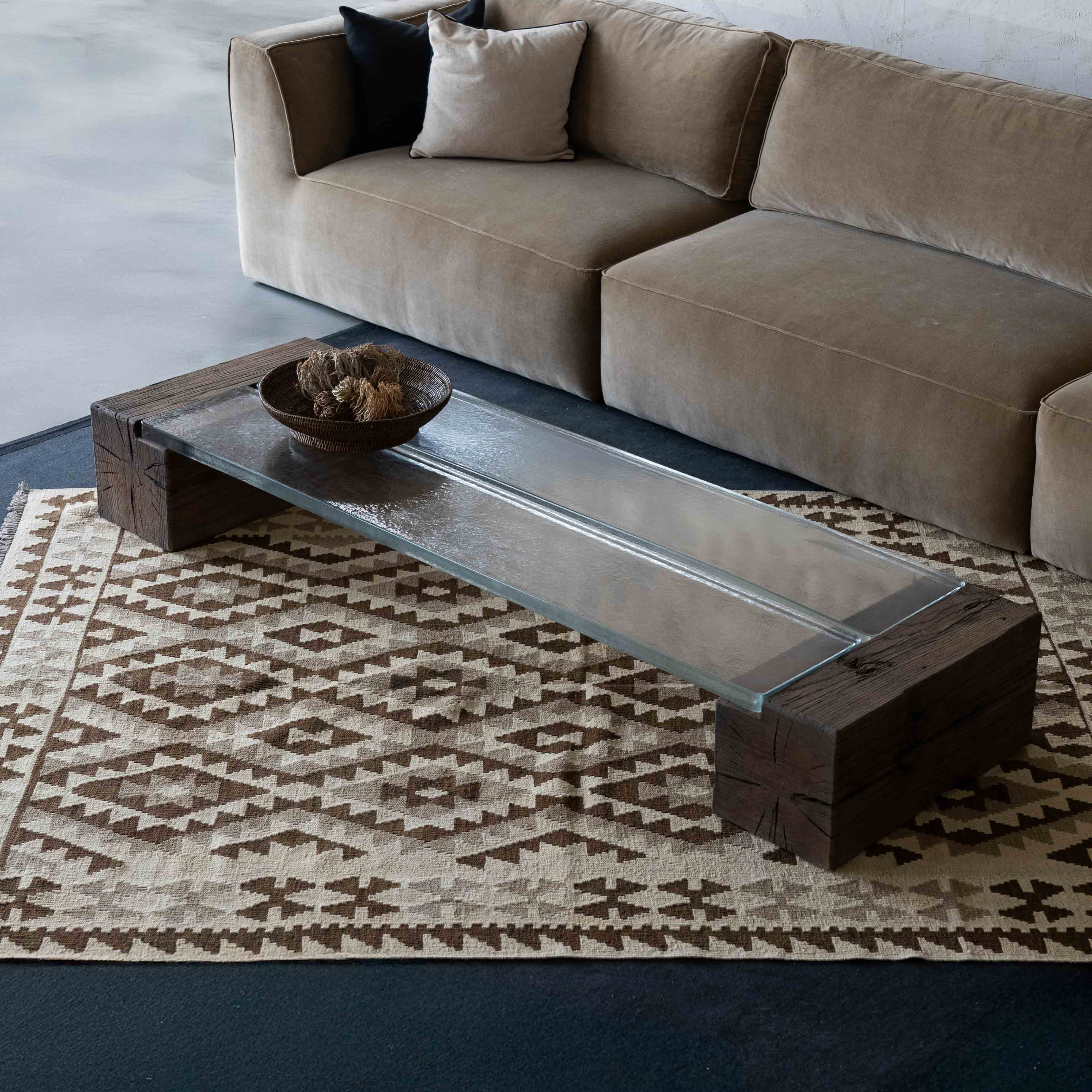 George Solid Teak Wood Glass Top Rectangle Artisan Coffee Table - Coffee Tables - WS Living Furniture  Furniture Store in Dubai