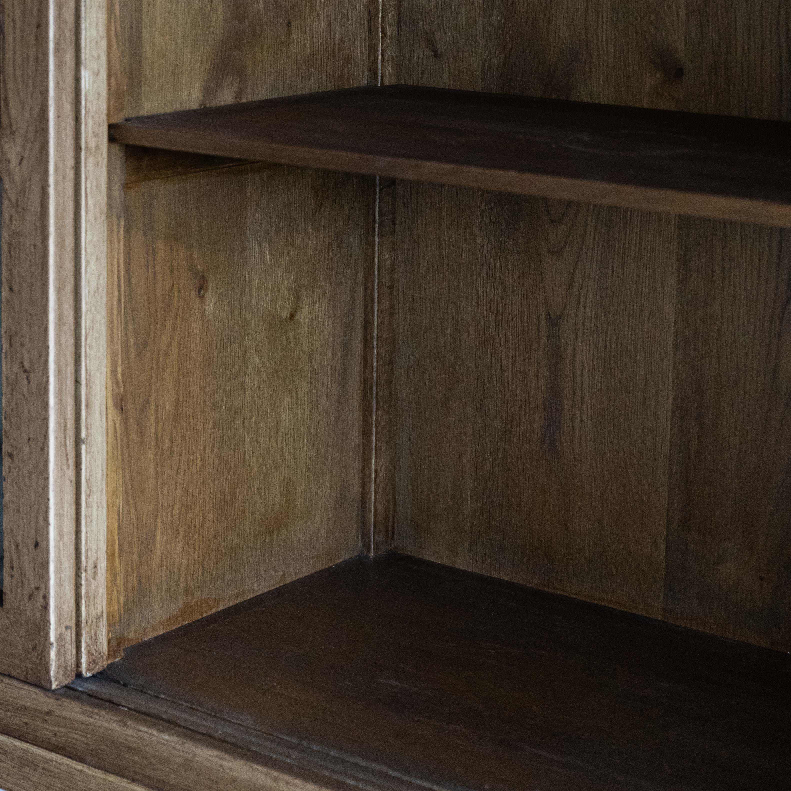 Glazed Solid Oak Wood Artisan Glass Door Cabinet